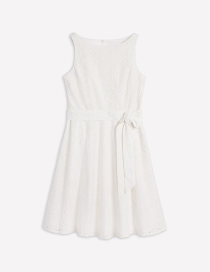 Anya Ärmelloses Kleid mit Lochstickerei-Weiß