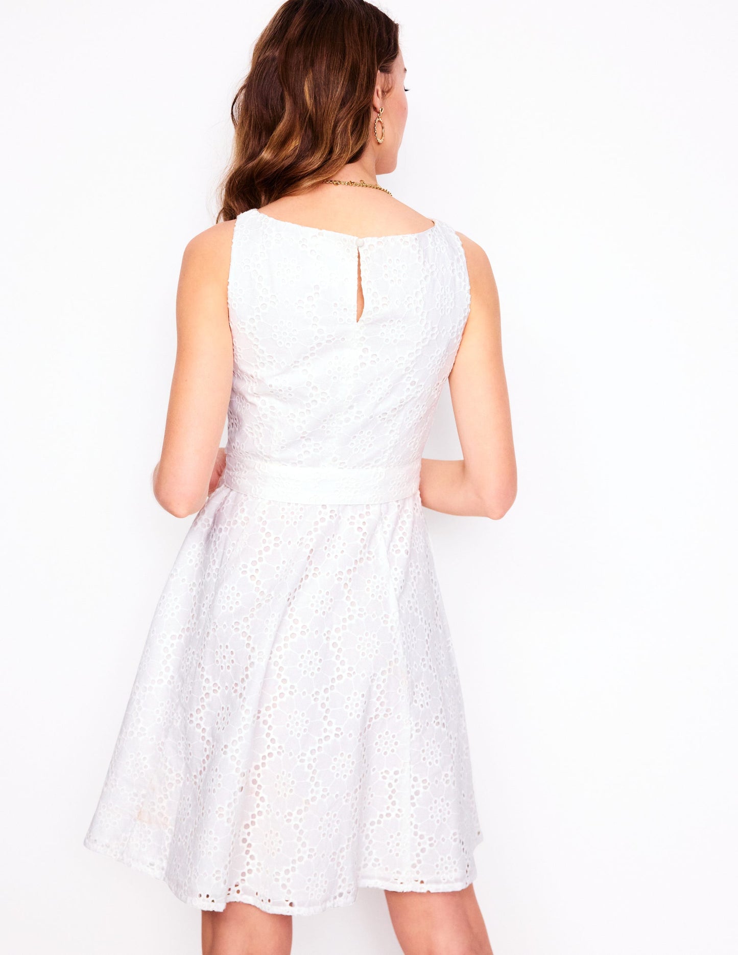 Anya Ärmelloses Kleid mit Lochstickerei-Weiß