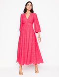 Lola Maxikleid mit Lochstickerei-Kamelienrosa
