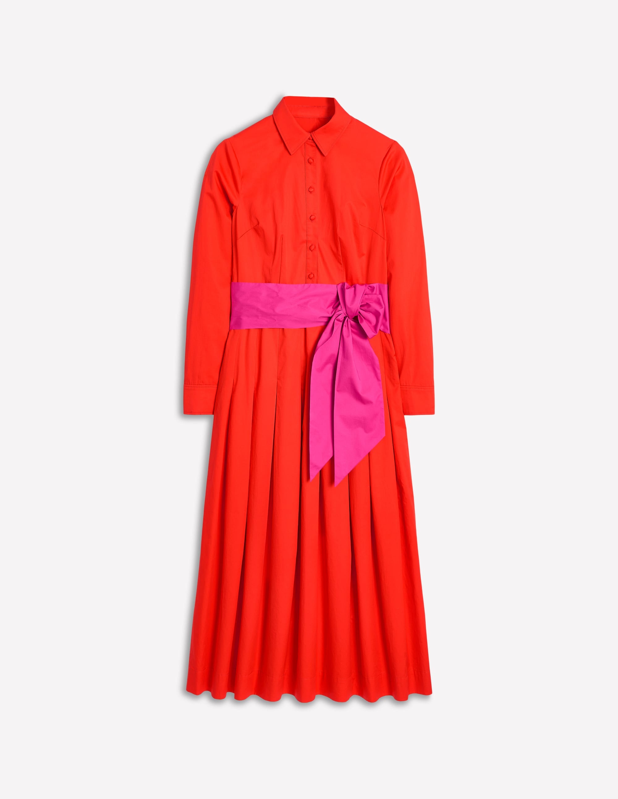 Plissiertes Maxikleid mit Schleife-Knallrot - Image 6