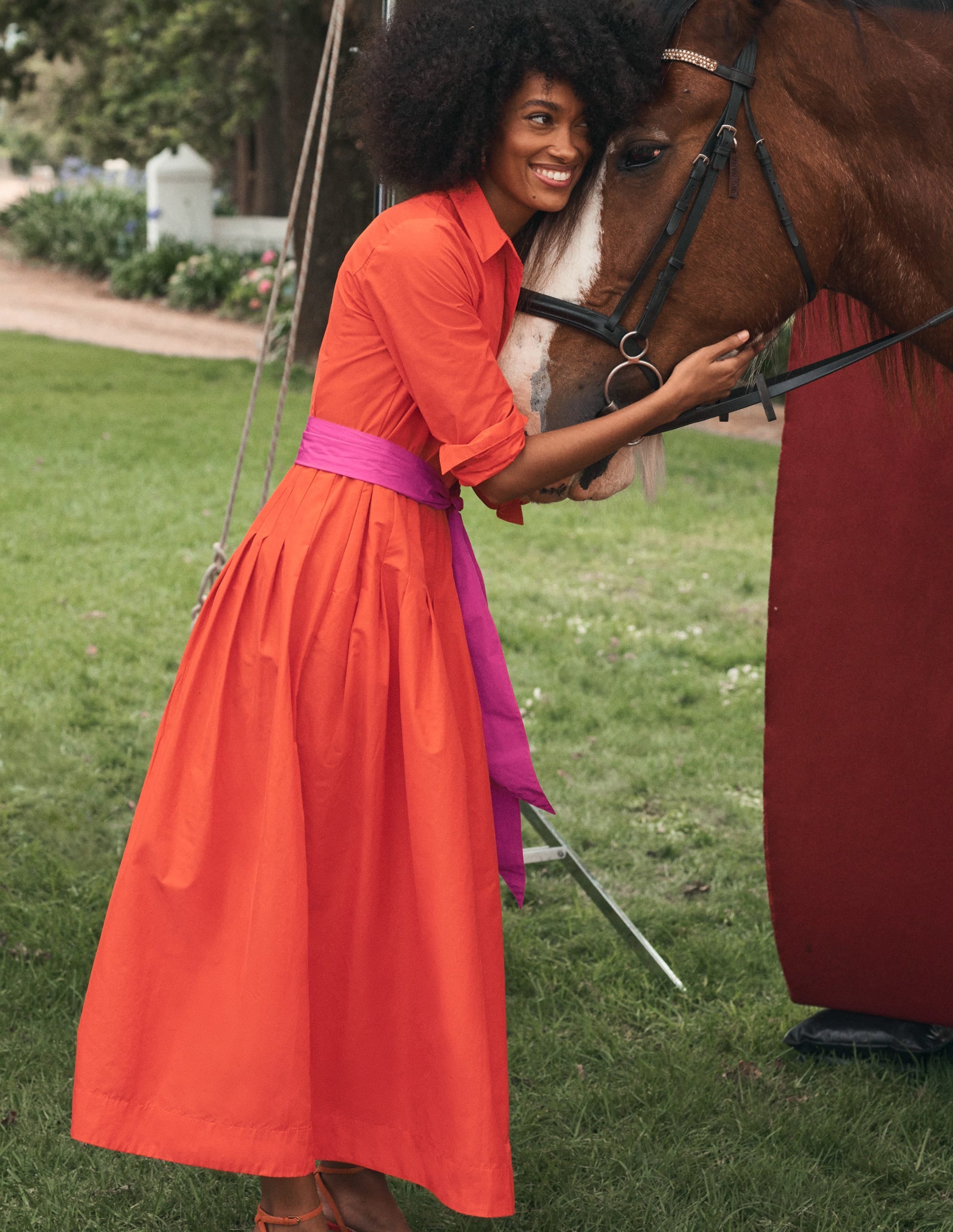Plissiertes Maxikleid mit Schleife-Knallrot - Image 5