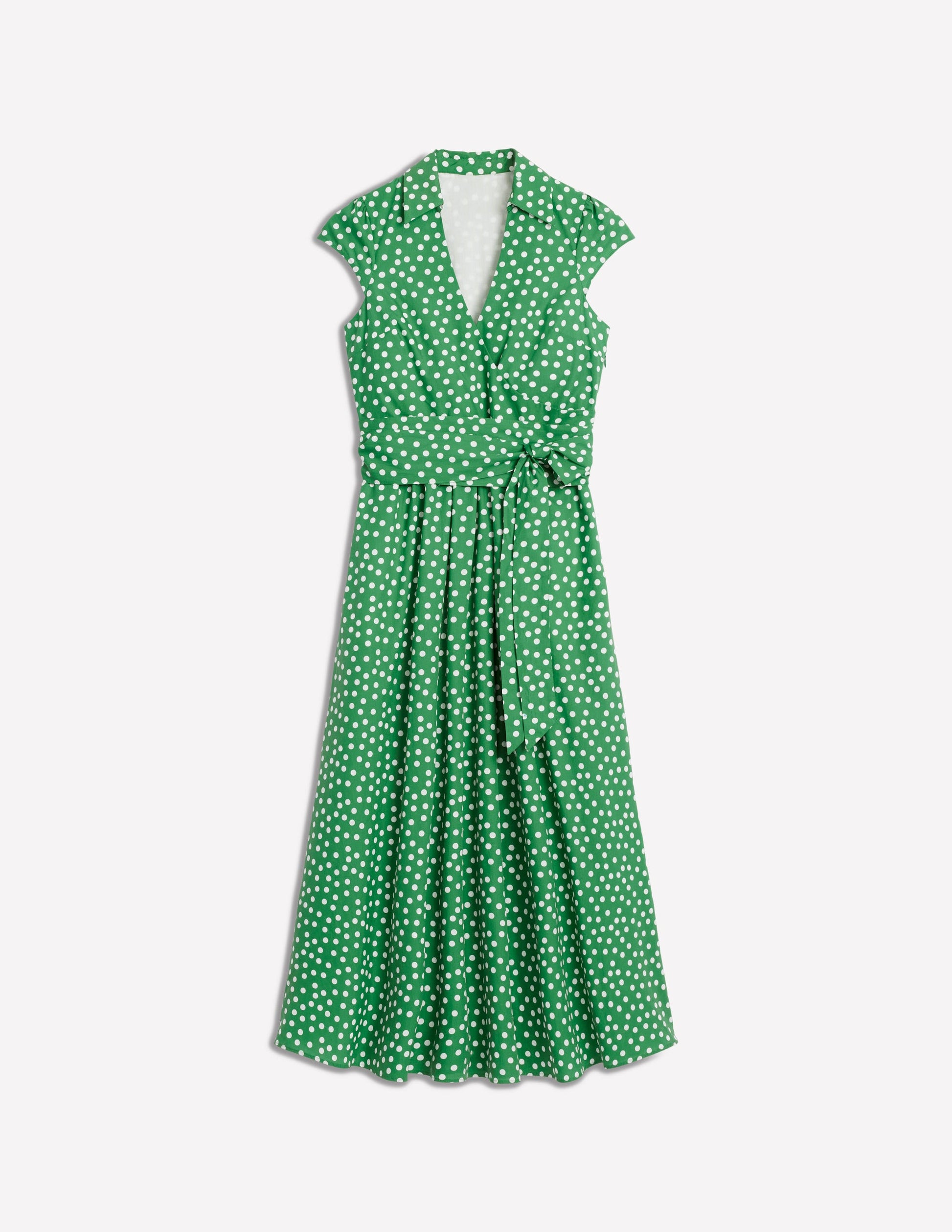 Julia Midi-Wickelkleid aus Baumwolle-Hochlandgrün, Gemalte Tupfen-6