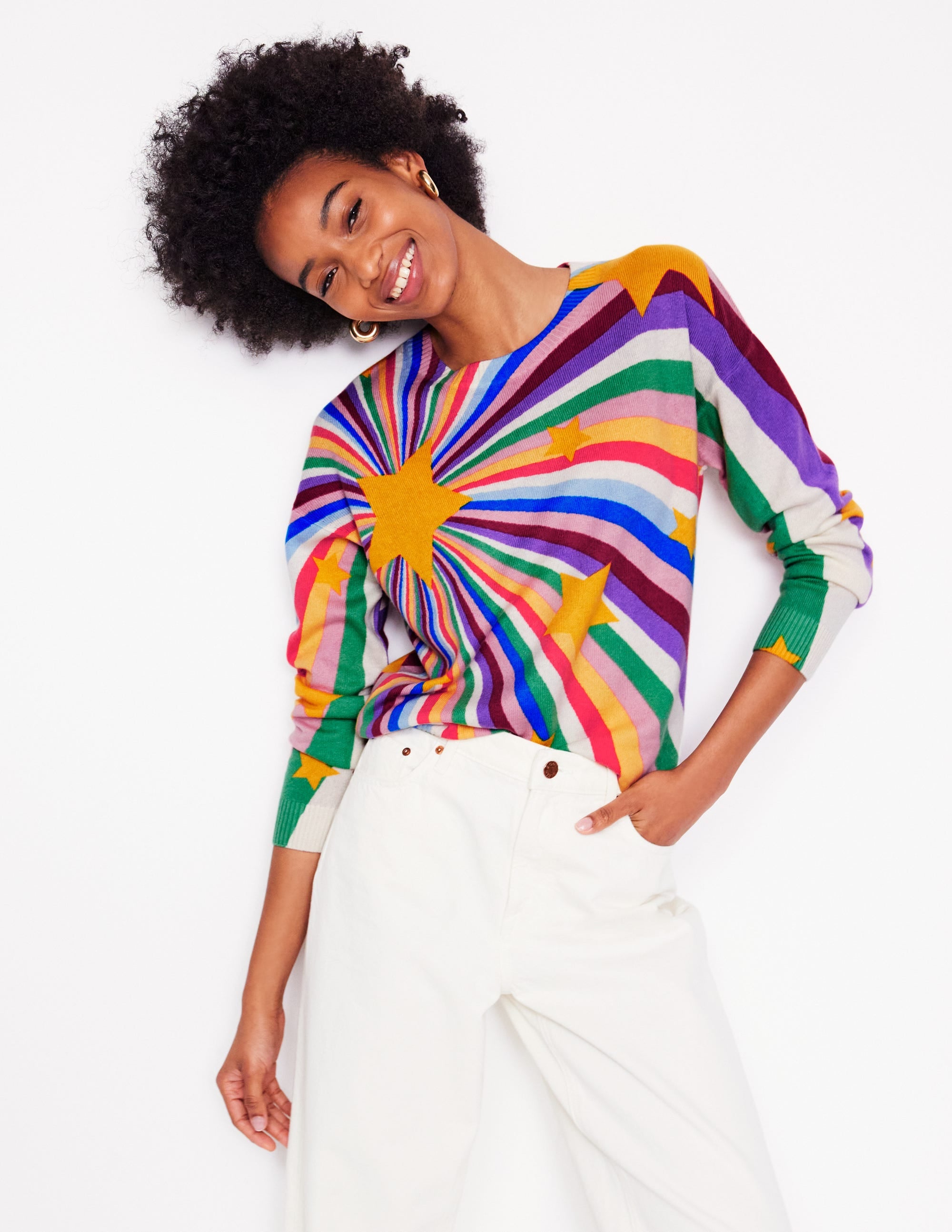 Pull Lydia en cachemire-Multi, motif Supernova - Image 1