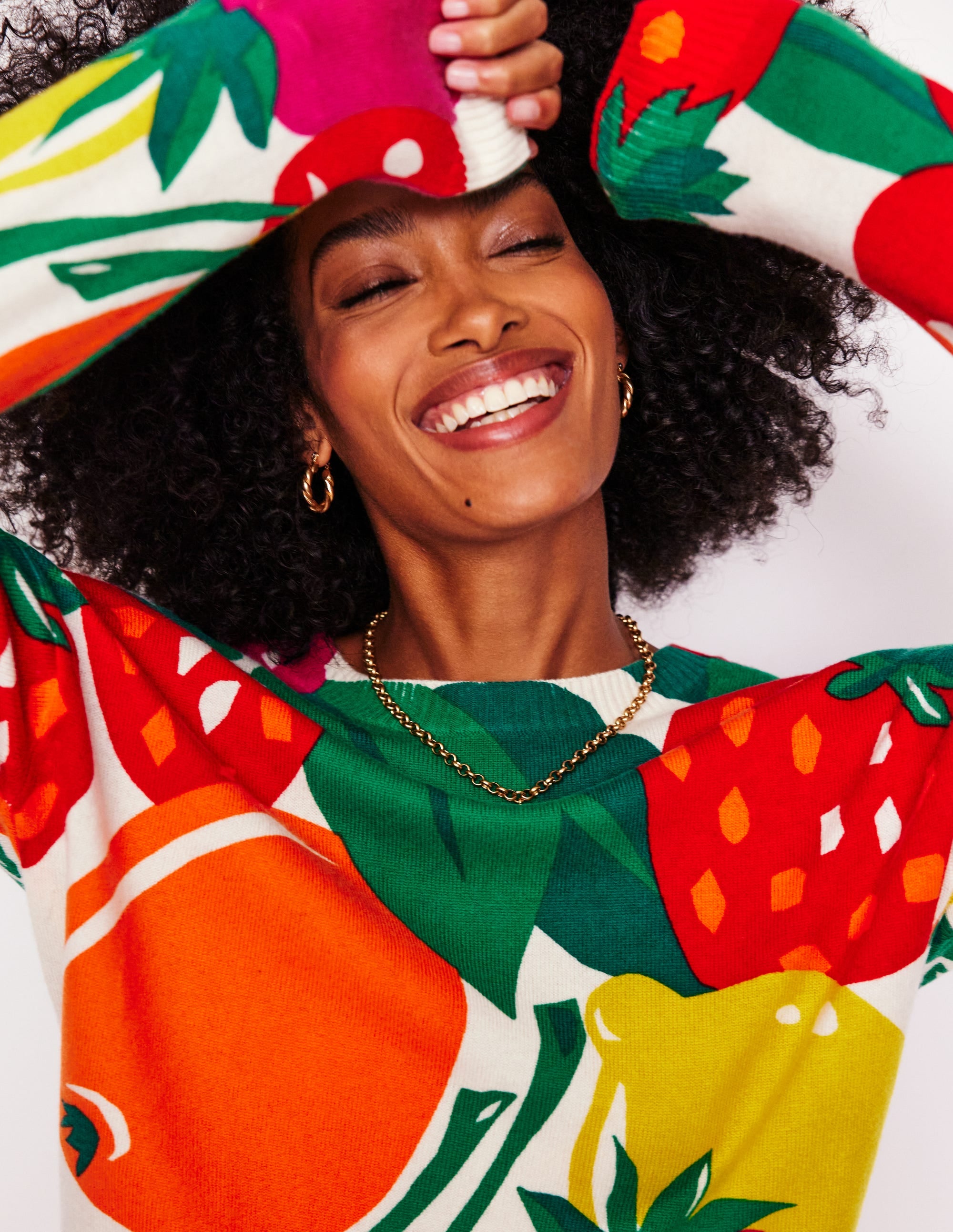 Pull Lydia en cachemire-Multi, motif Summer Fruits - Image 2