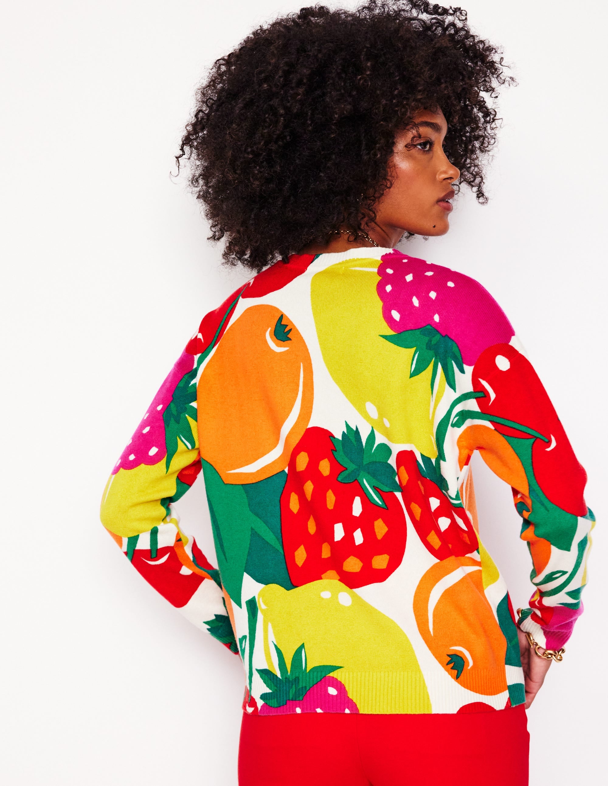 Pull Lydia en cachemire-Multi, motif Summer Fruits - Image 4