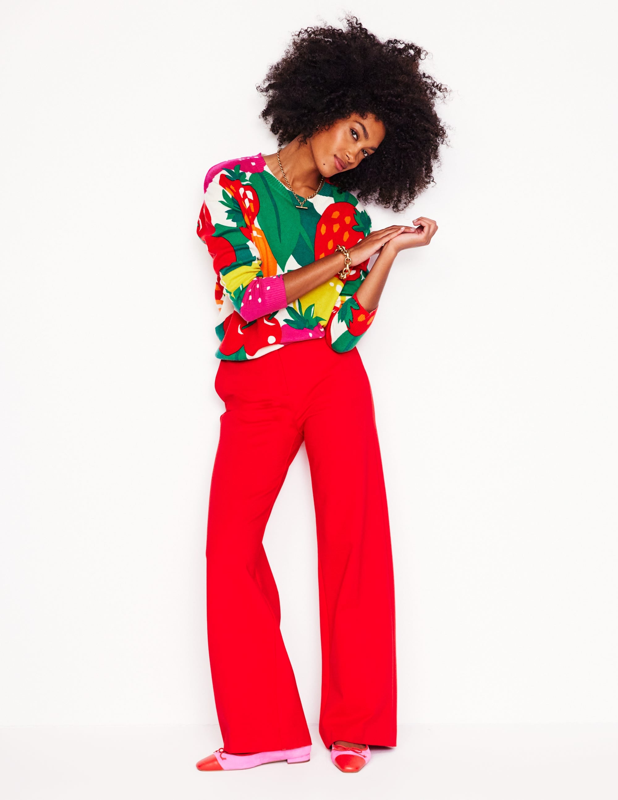 Pull Lydia en cachemire-Multi, motif Summer Fruits - Image 5