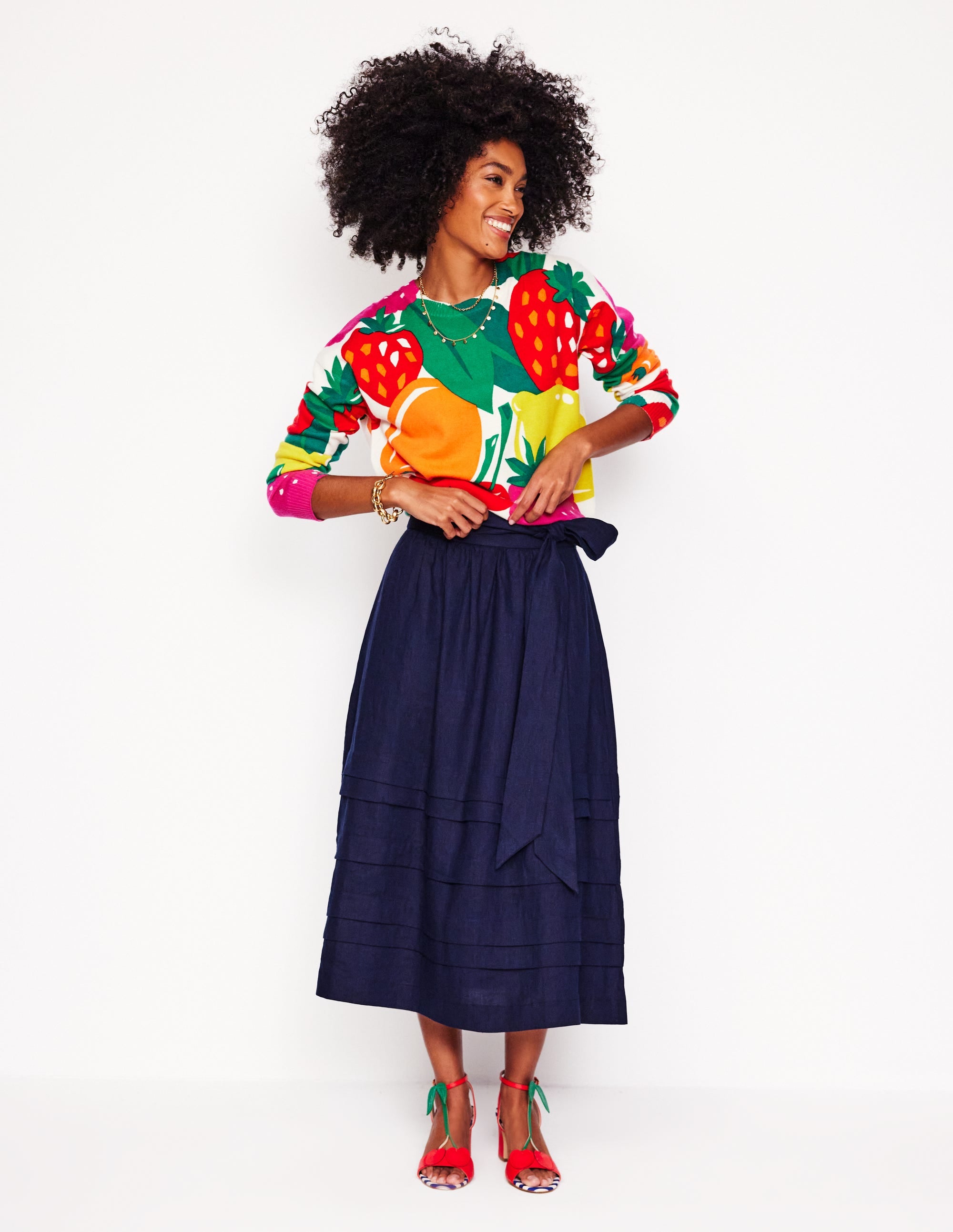 Pull Lydia en cachemire-Multi, motif Summer Fruits - Image 6