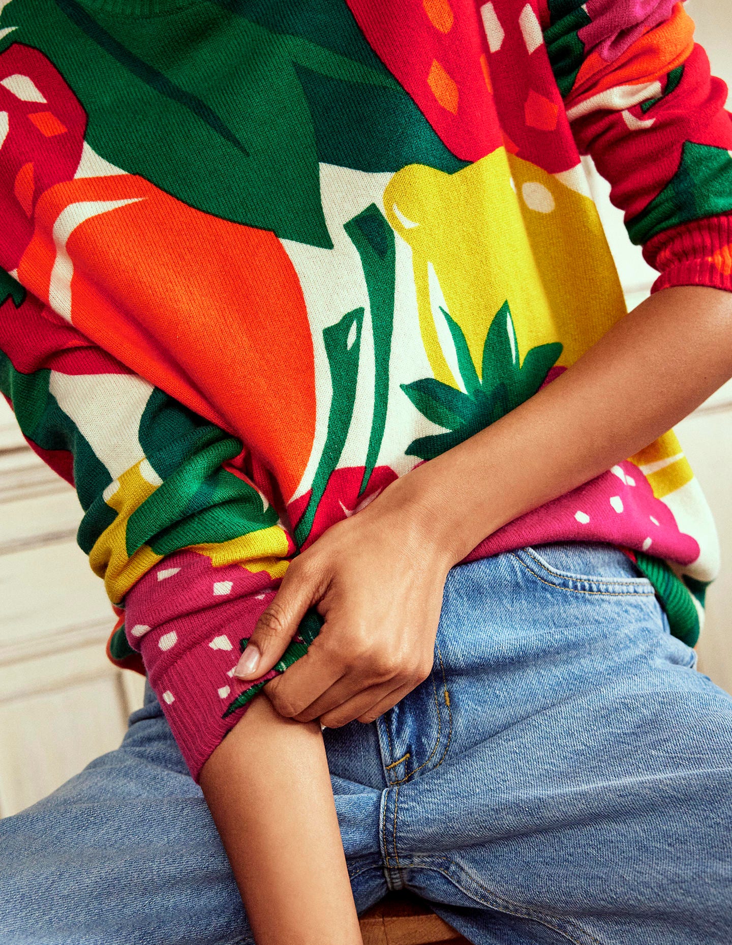 Pull Lydia en cachemire-Multi, motif Summer Fruits - Image 7