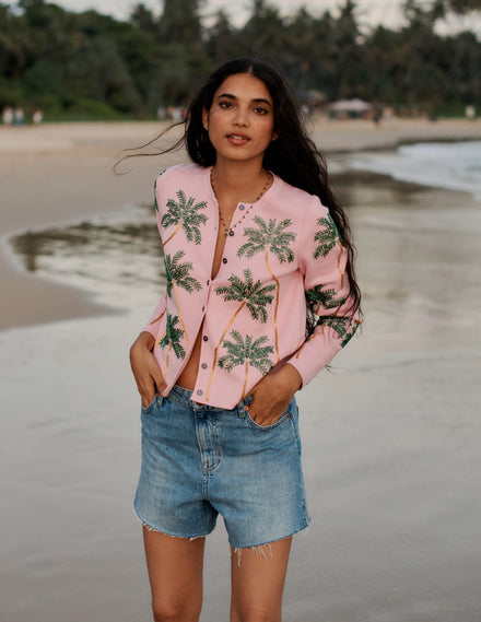 Verzierter Cardigan-Rosa