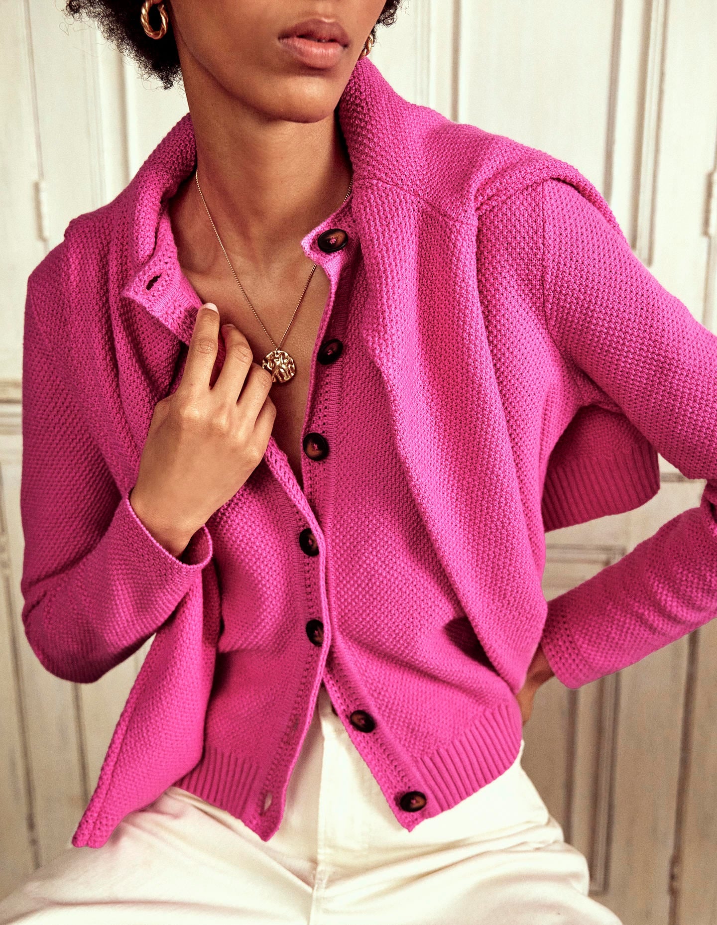 Cardigan Callie en maille crochet-Rose angélique - Image 6