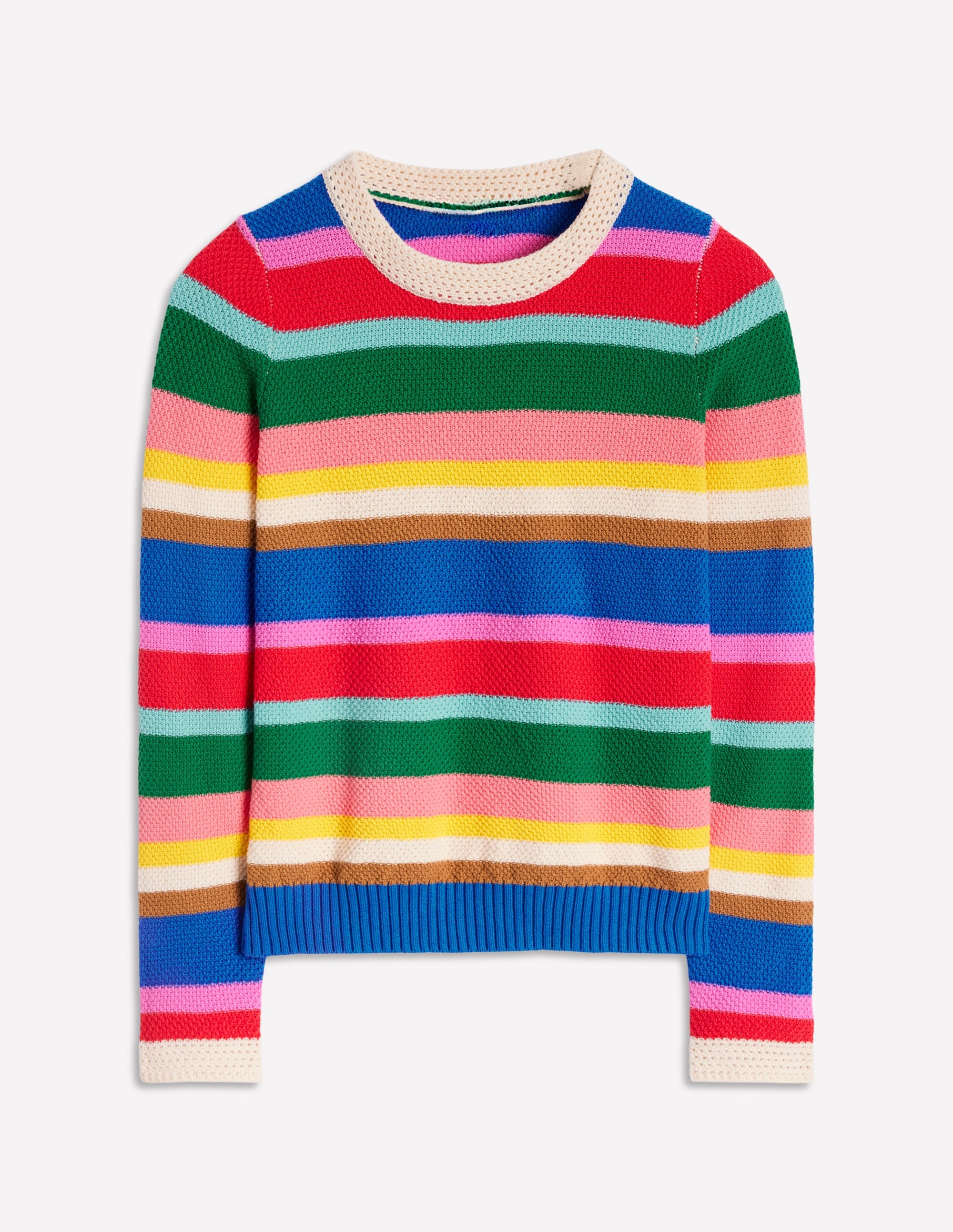 Callie Pullover mit Häkelbesatz-Knalliger Regenbogen Breite Streifen - Image 7