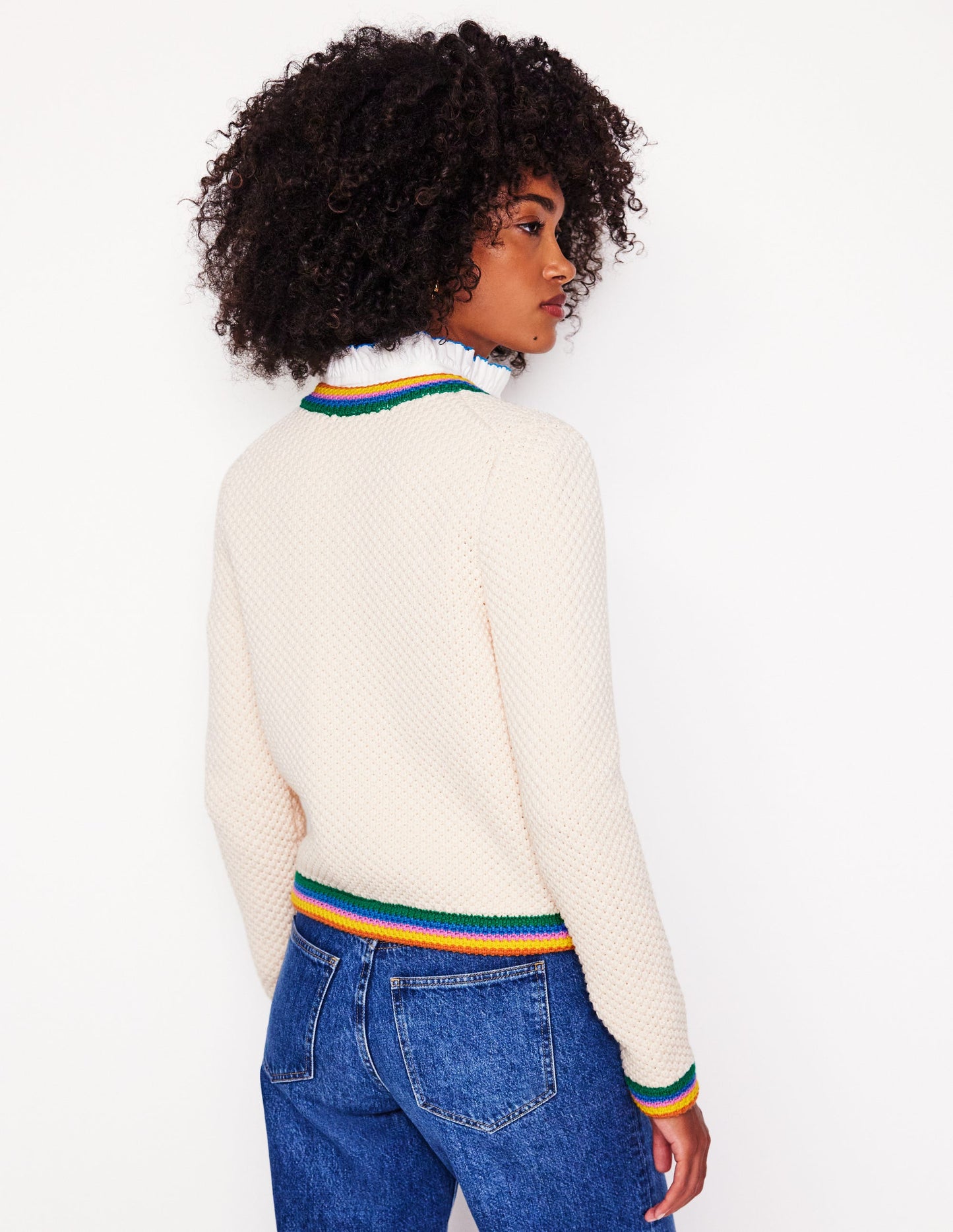 Libby Knitted Jacket-Warm Ivory, Rainbow