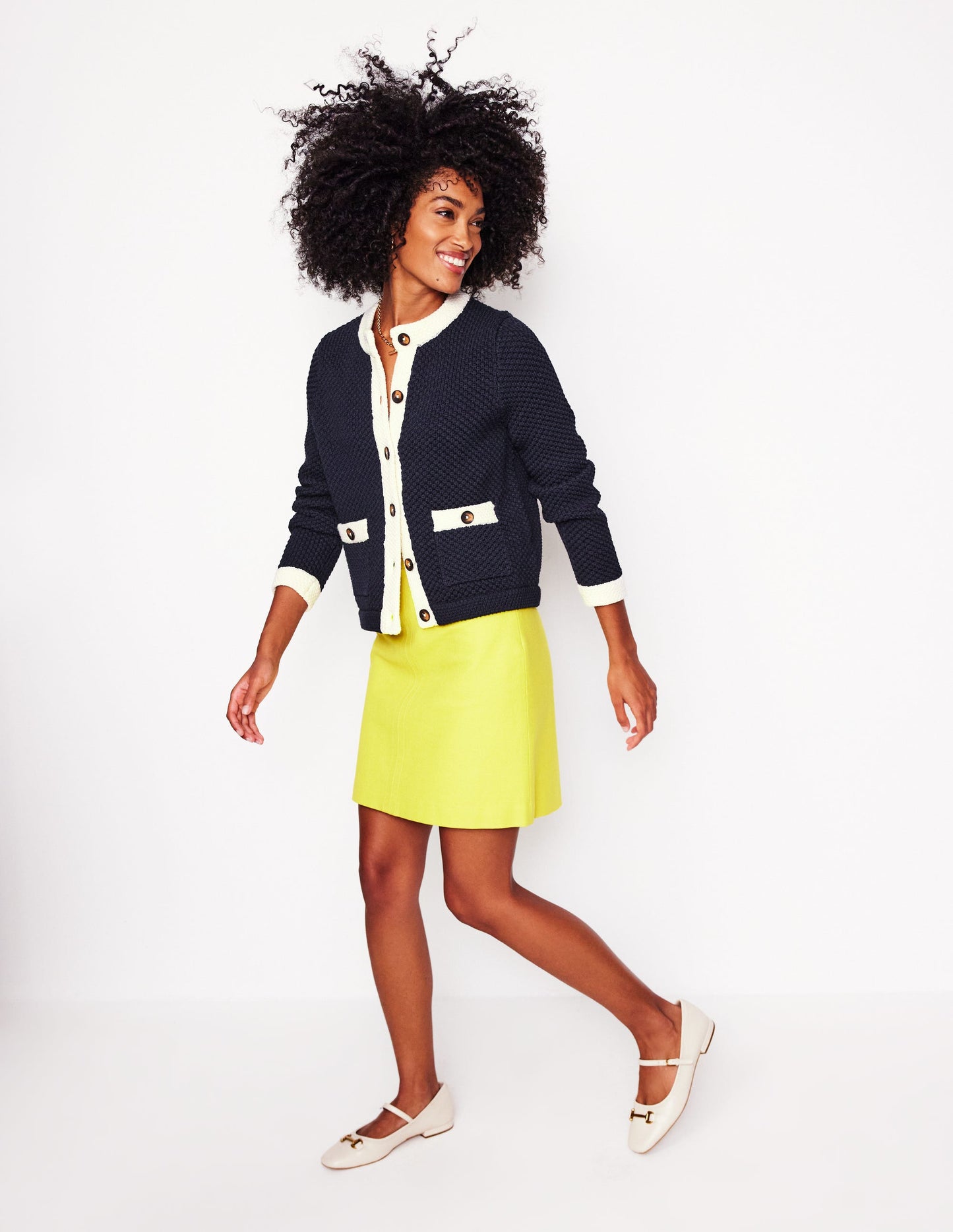 Libby Knitted Jacket-Navy/Warm Ivory