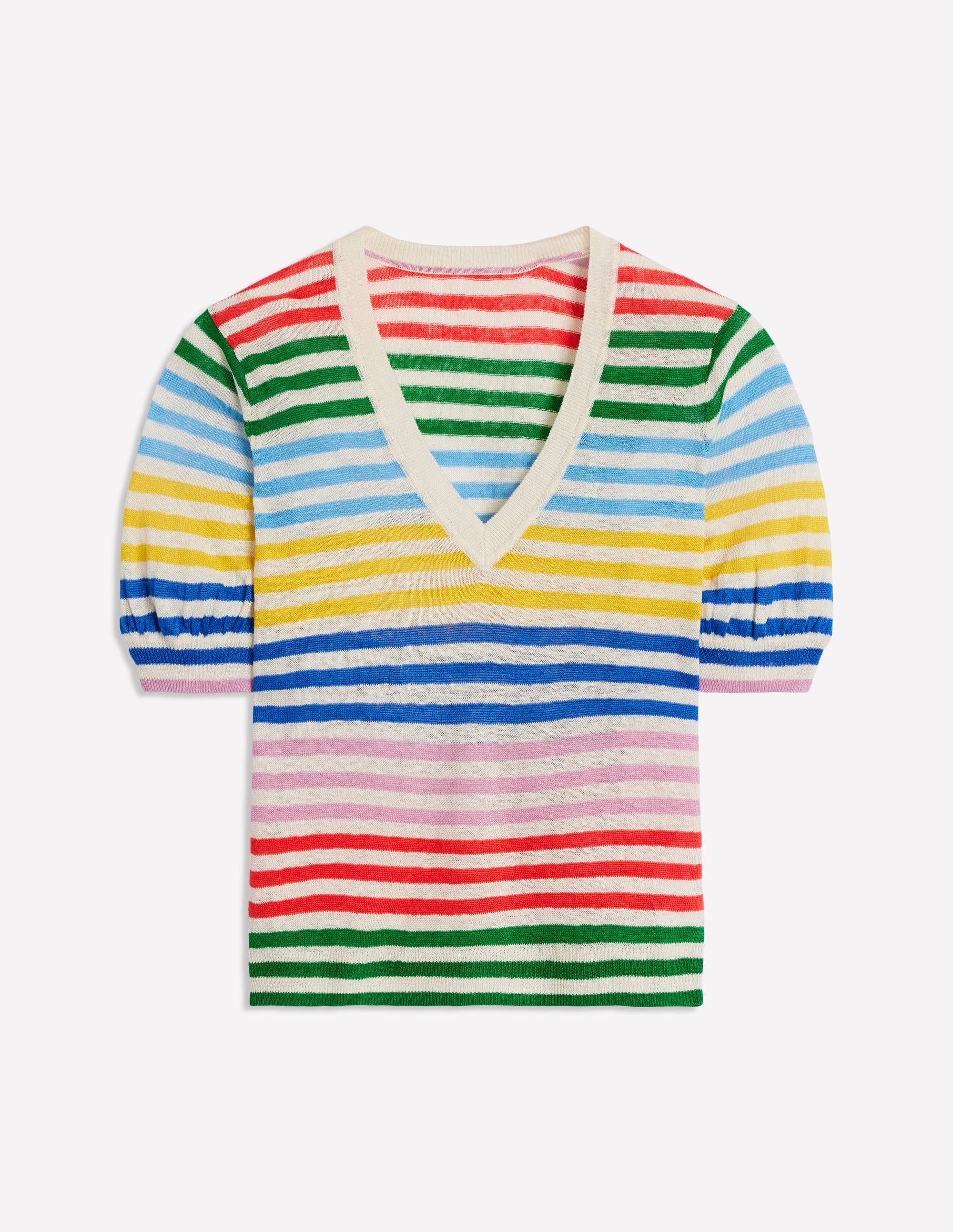 Liv Leinen-Oberteil mit V-Ausschnitt-Regenbogenstreifen - Image 7