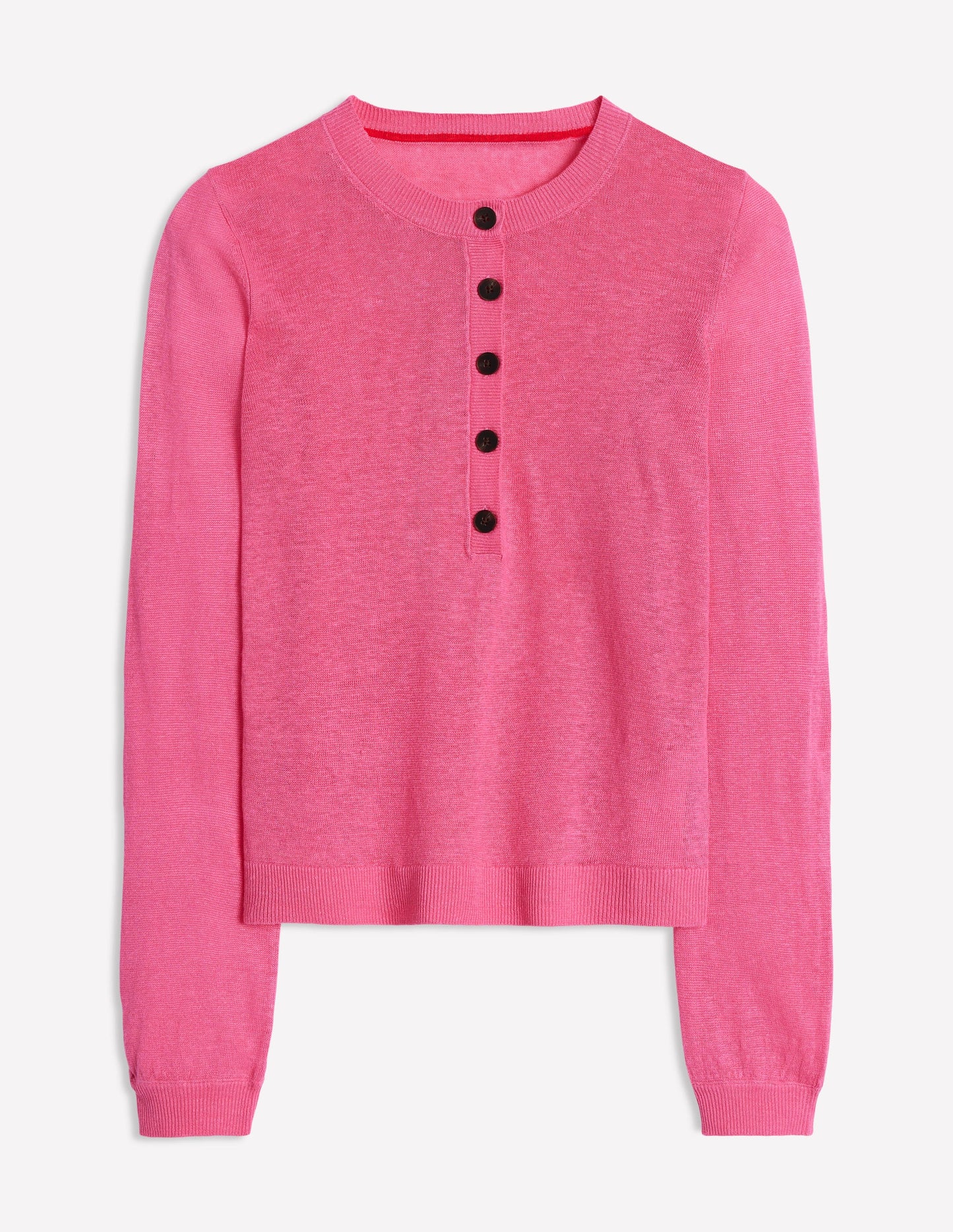 Liv Henley-Pullover aus Leinen-Rosa Rose