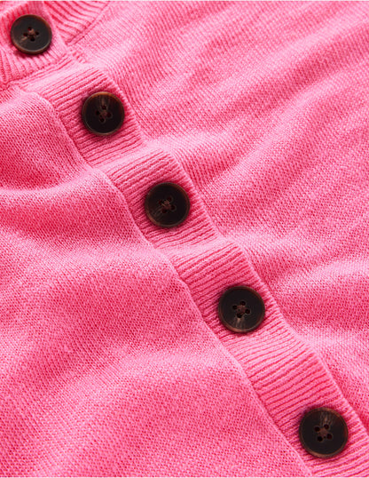 Liv Henley-Pullover aus Leinen-Rosa Rose