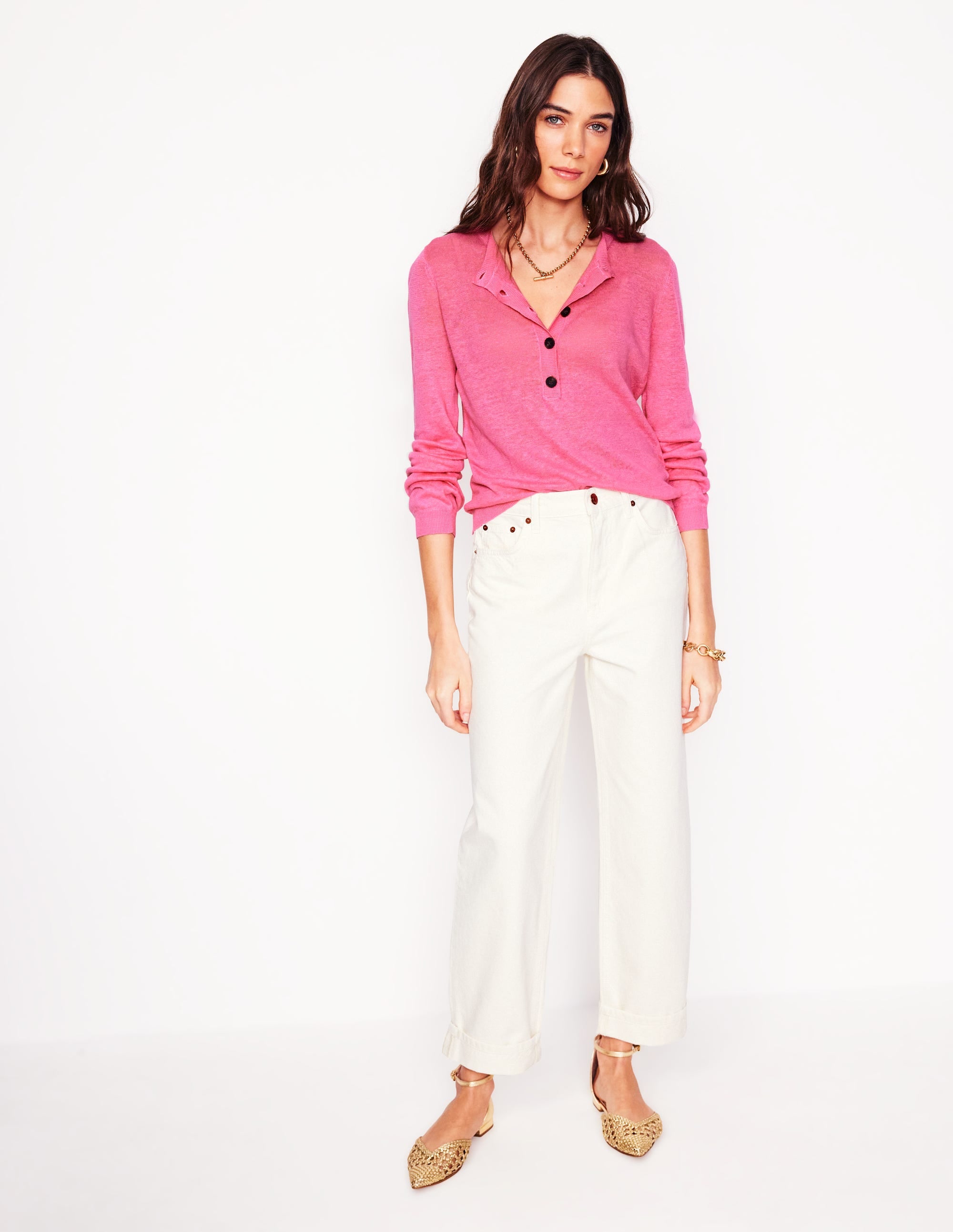 Liv Henley-Pullover aus Leinen-Rosa Rose - Image 7