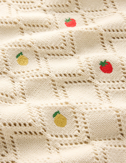 Enid Embroidered Jumper-Warm Ivory, Fruit