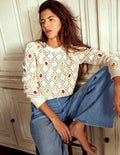 Enid Pullover mit Stickerei-Warmes Naturweiß, Obst