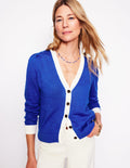 Liv Strickjacke aus Leinen mit V-Ausschnitt-Royales Blau