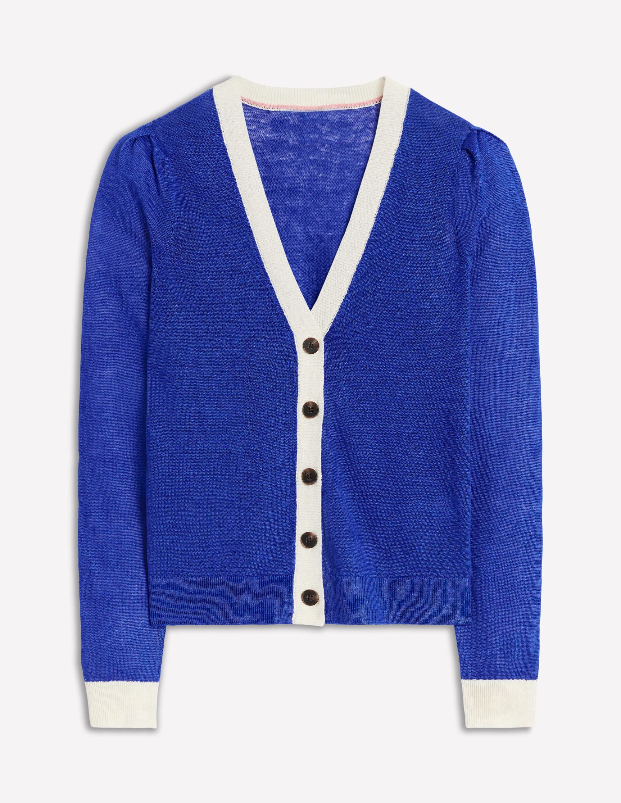 Liv Strickjacke aus Leinen mit V-Ausschnitt-Royales Blau - Image 6