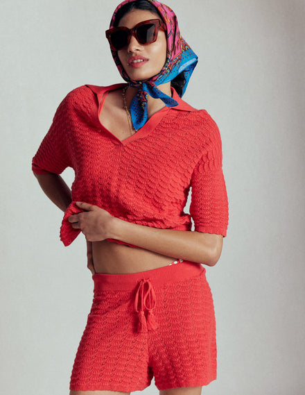 Pull à col tunisien-Mini Ecru