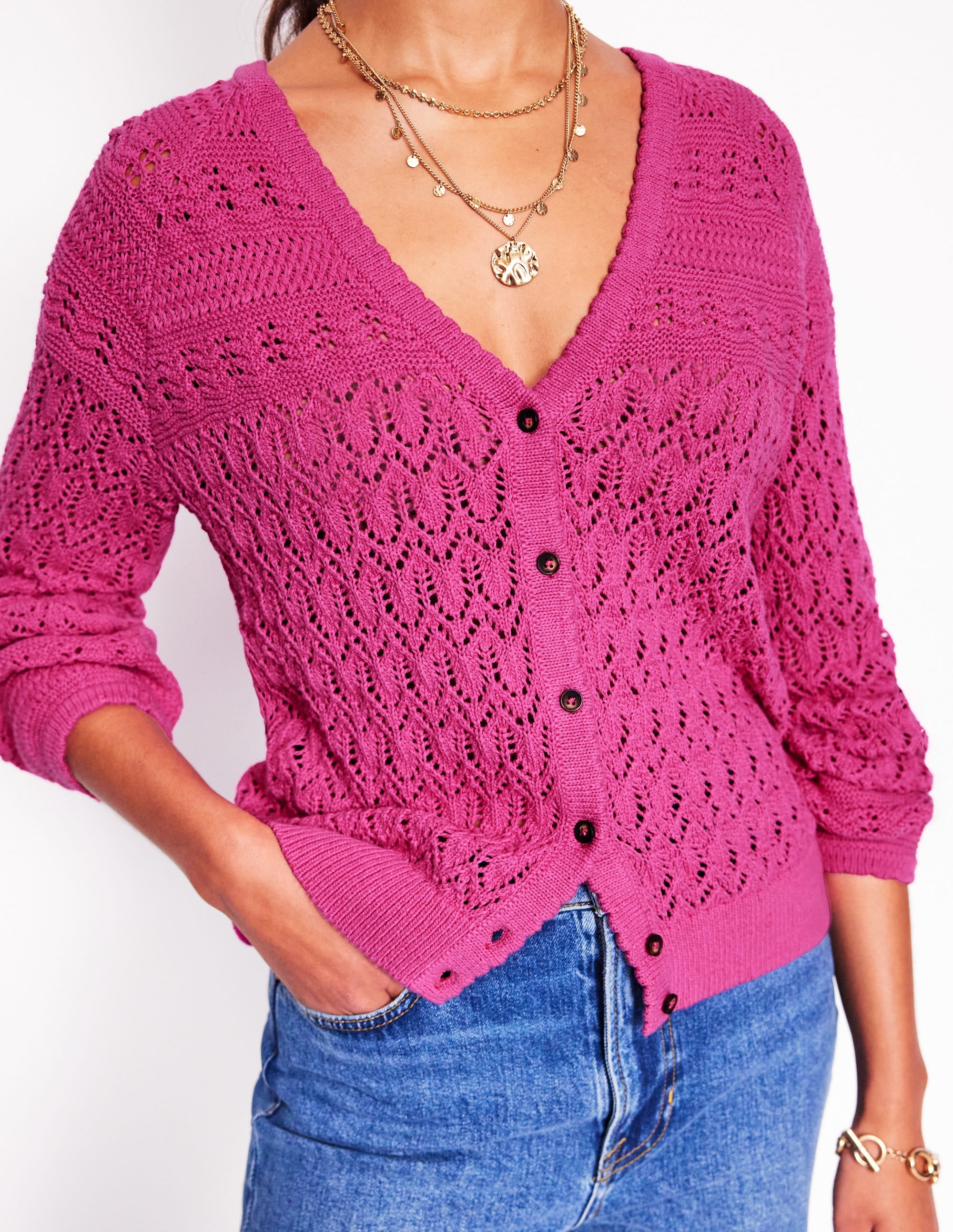 Elodie Strickjacke mit Ziernaht und V-Ausschnitt-Violette Zwetschge - Image 2