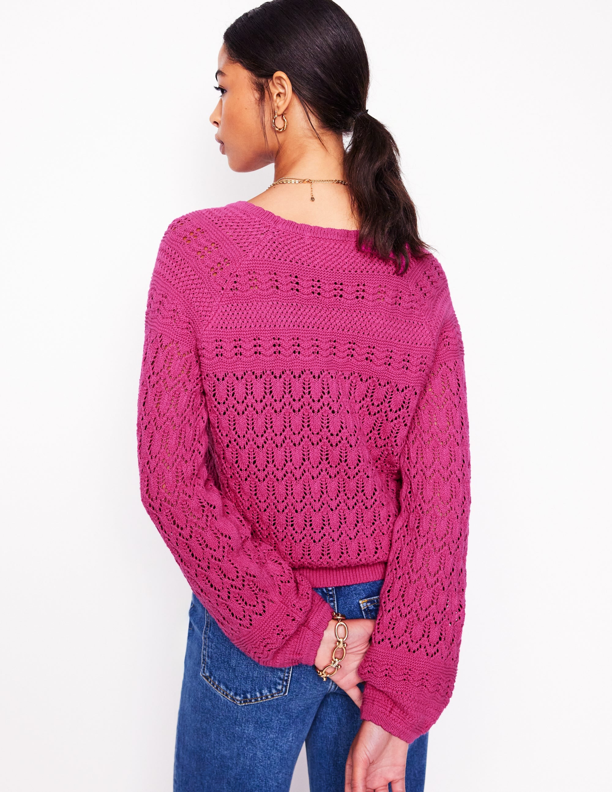 Elodie Strickjacke mit Ziernaht und V-Ausschnitt-Violette Zwetschge - Image 3