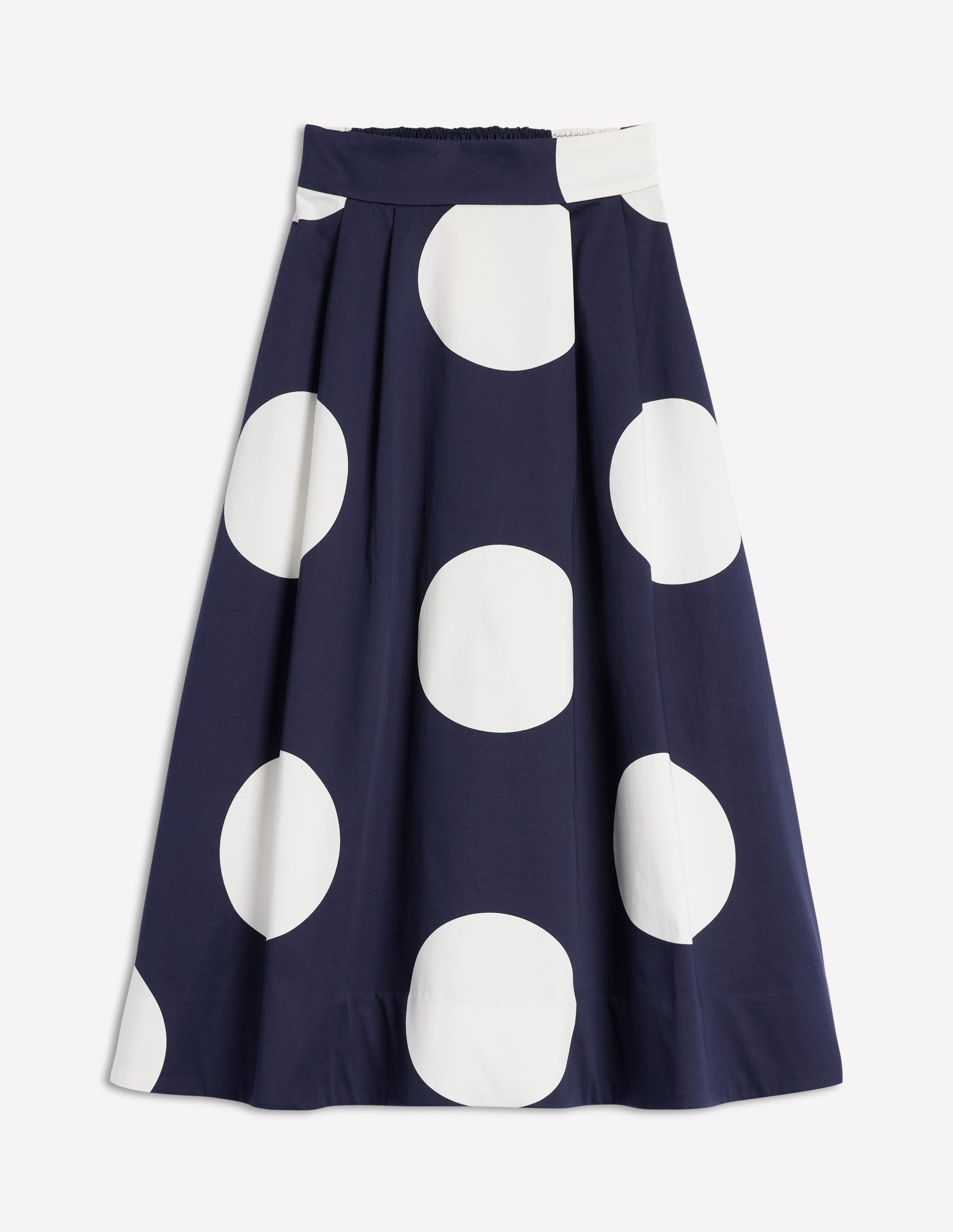 Jupe Isabella en satin de coton-Pois bleu marine - Image 7