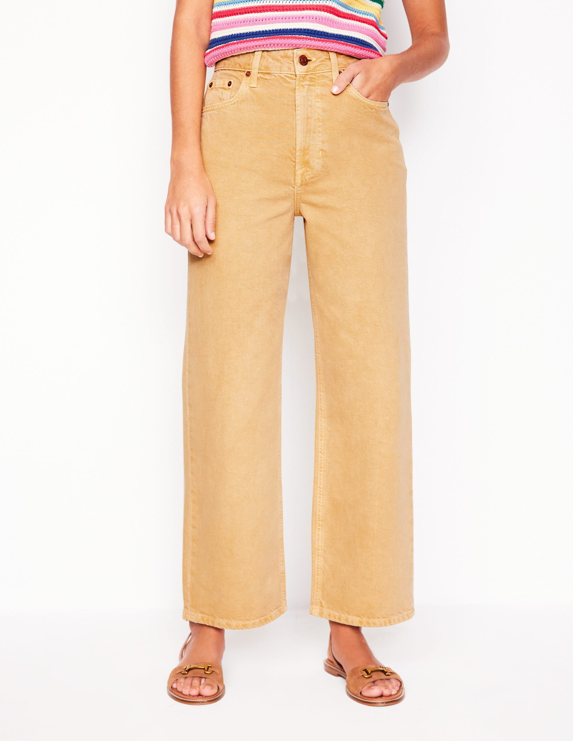 Kurze Jeans mit hohem Bund und geradem Beinschnitt-Buttermilchgelb - Image 5