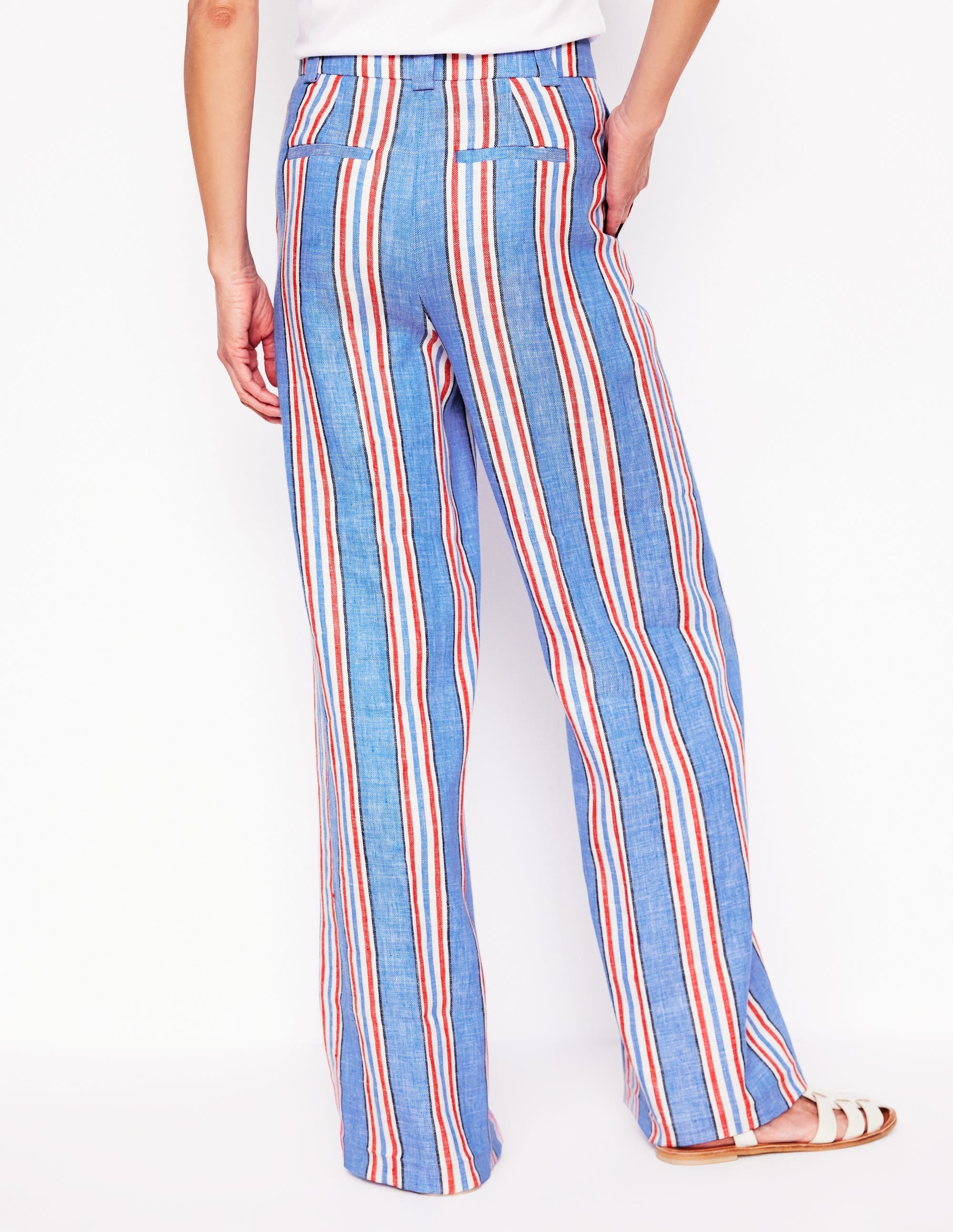 Westbourne Leinenhose-Pfauenblau, Rote Streifen - Image 4