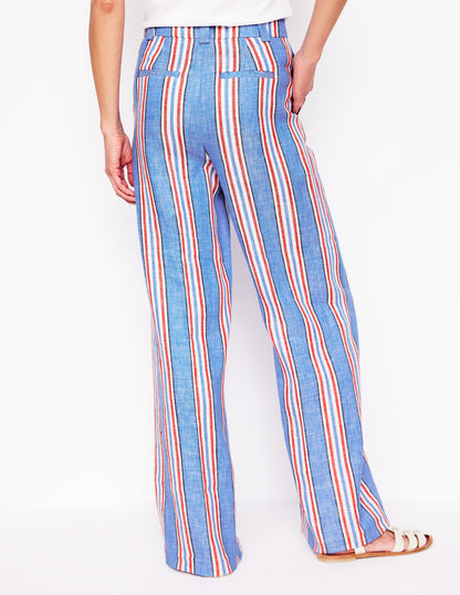 Westbourne Leinenhose-Pfauenblau, Rote Streifen