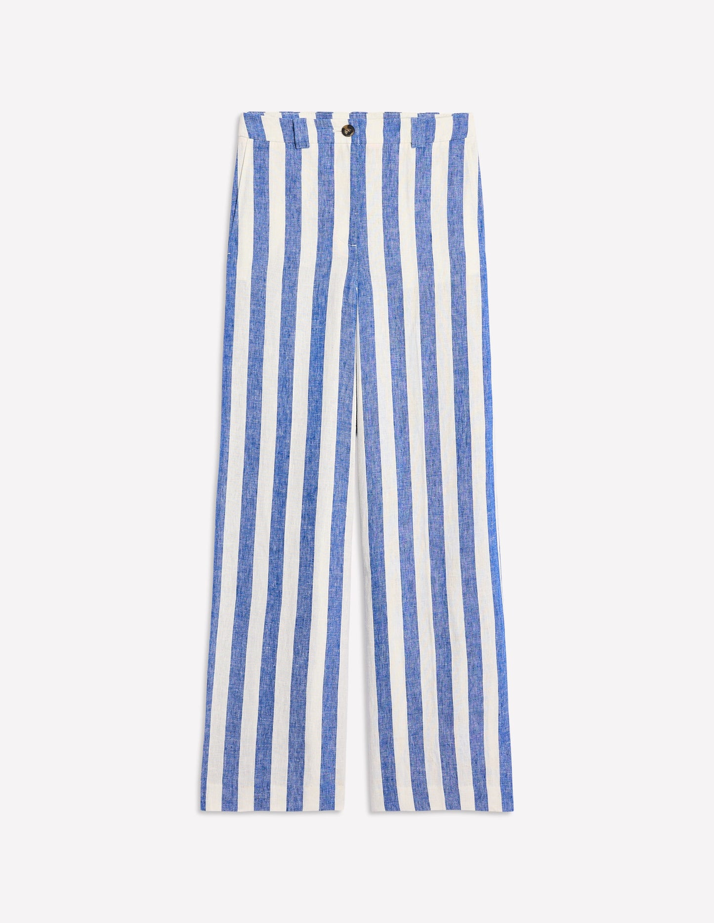 Pantalon Westbourne en lin-Rayé bleu connecté