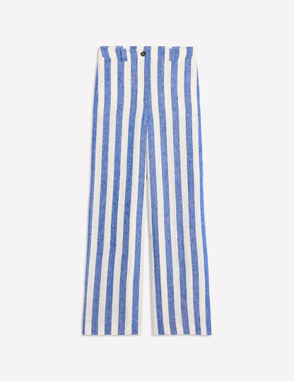 Pantalon Westbourne en lin-Rayé bleu connecté