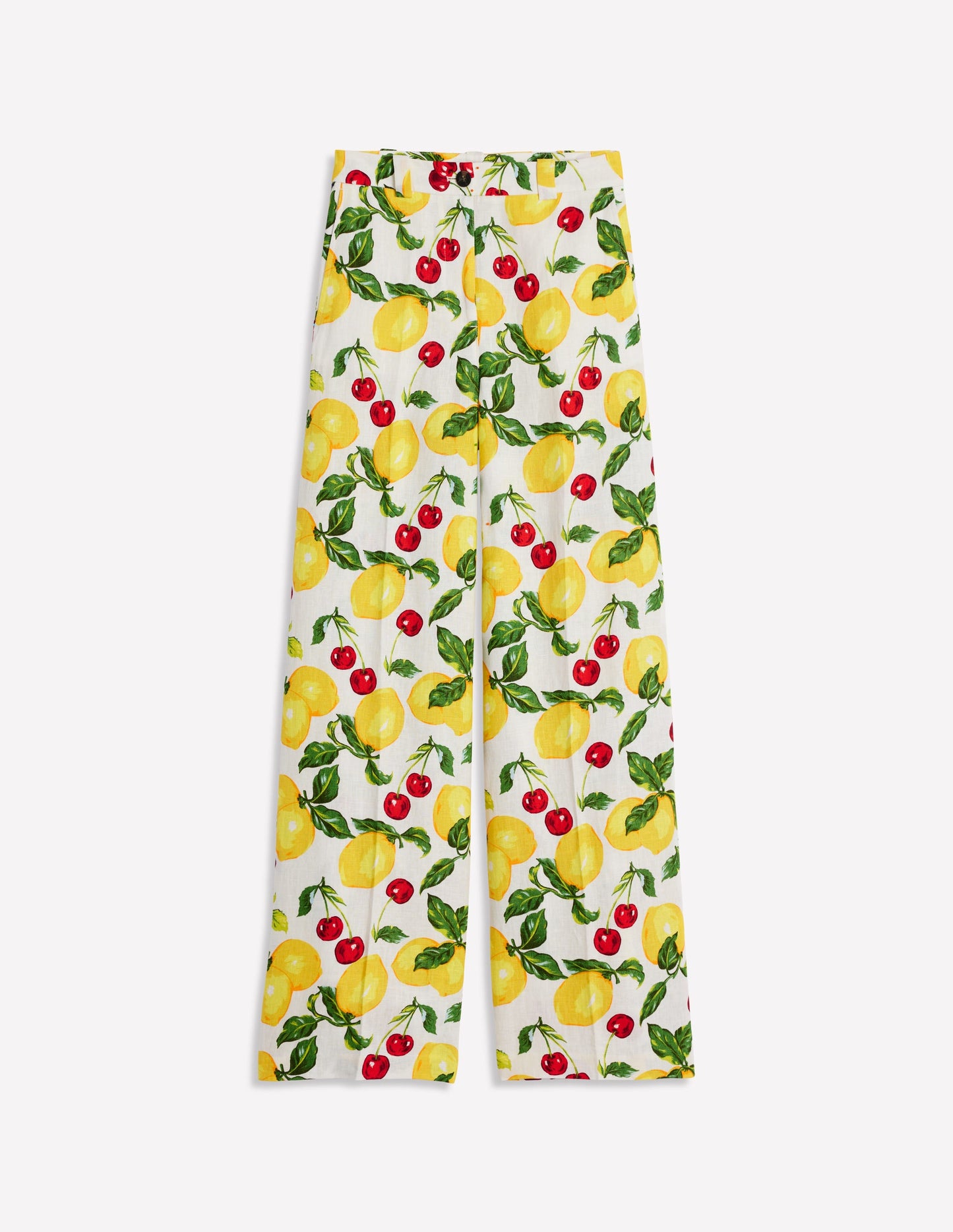 Pantalon Westbourne en lin-Ivoire, cerises et citrons