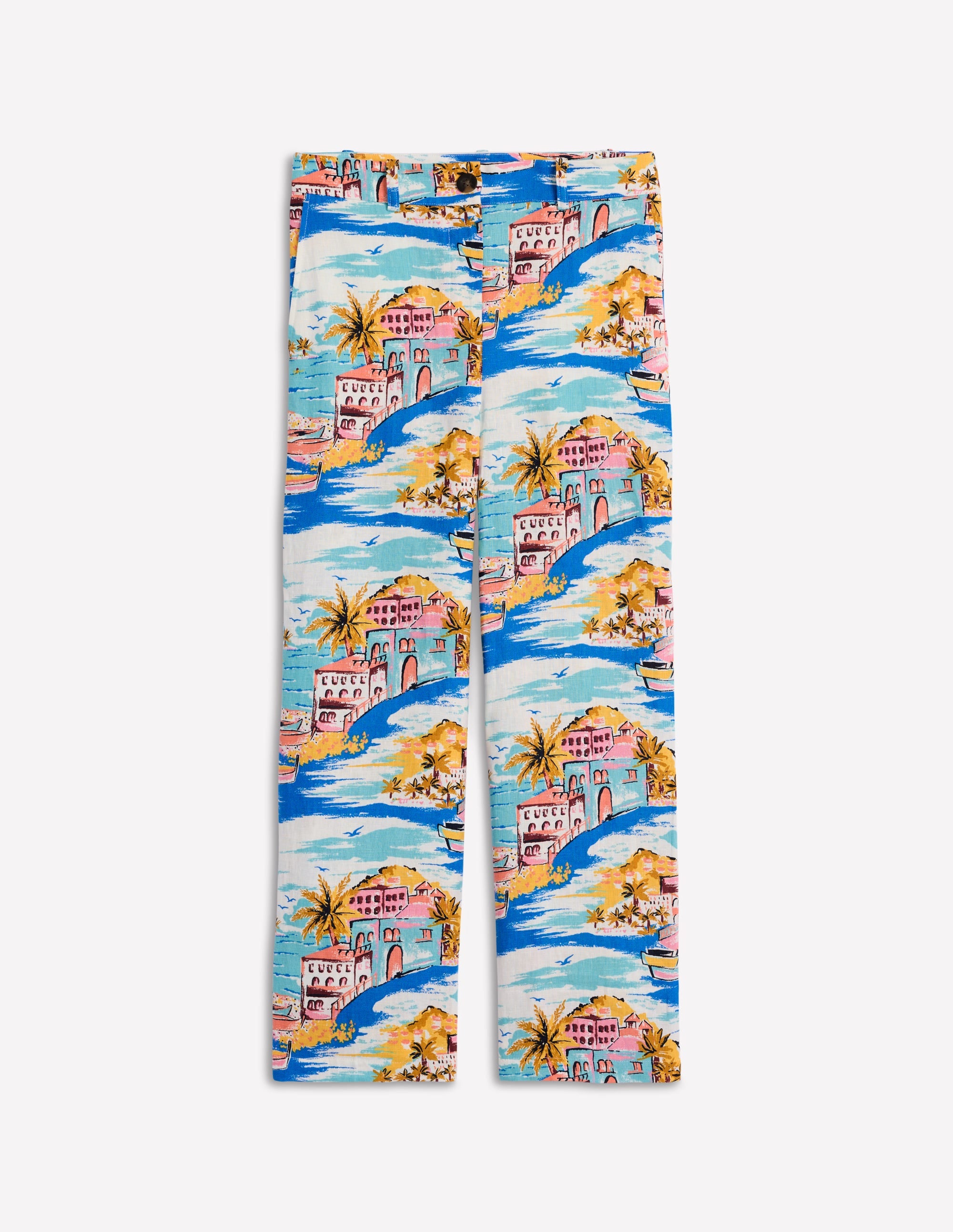 Westbourne Crop Linen Trousers-Multi, Paradise Bay - Image 6