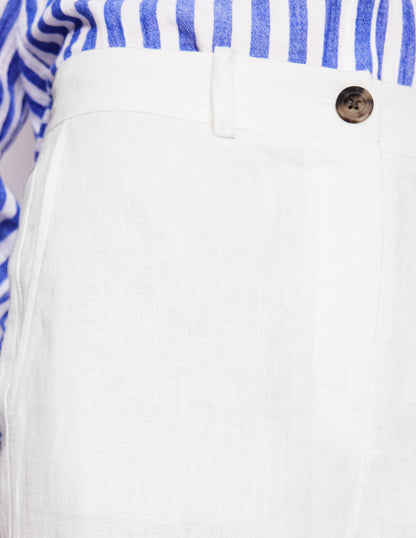 Westbourne Crop Linen Trousers-White-2