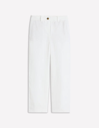 Westbourne Crop Linen Trousers-White-6