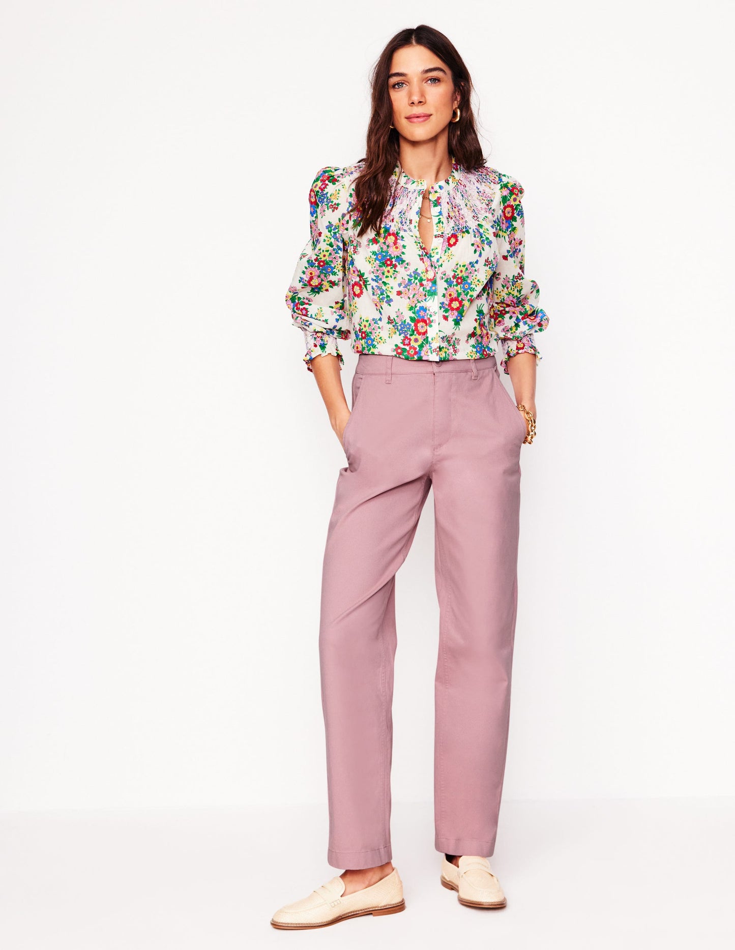 Pantalon chino Barnsbury-Rose amande