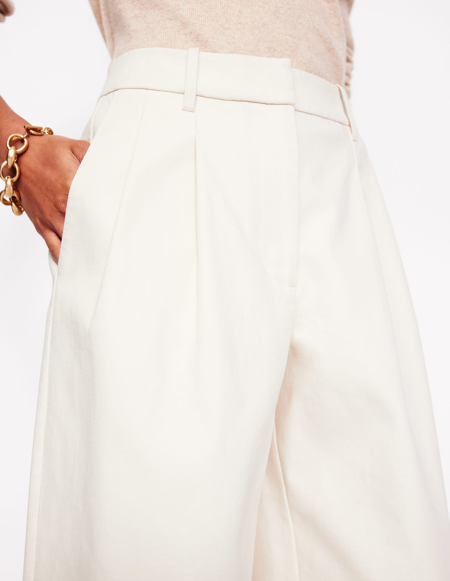 Pantalon Bloomsbury en coton-Blanc cassé