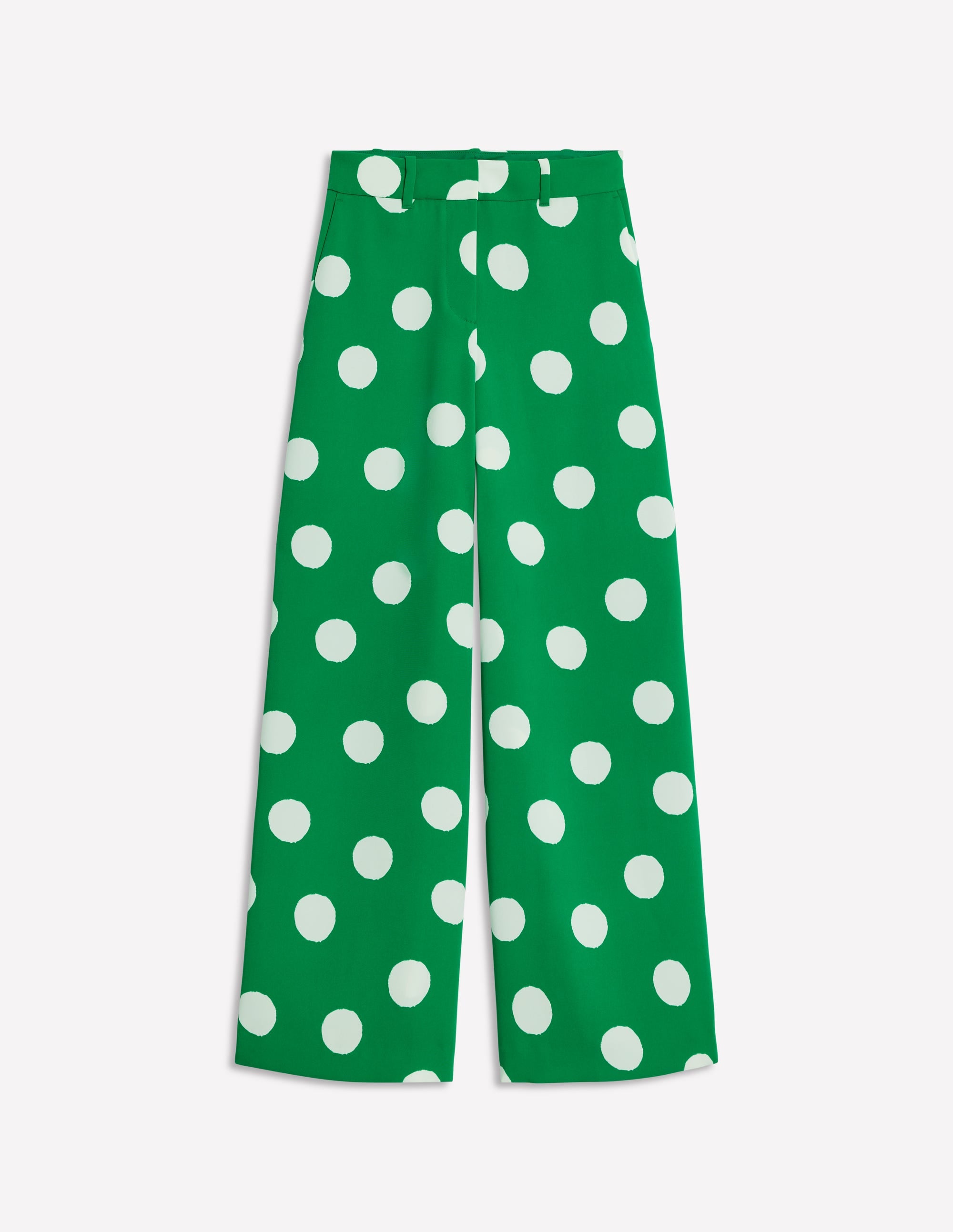 Pantalon large-Émeraude profond, pois abstraits - Image 6