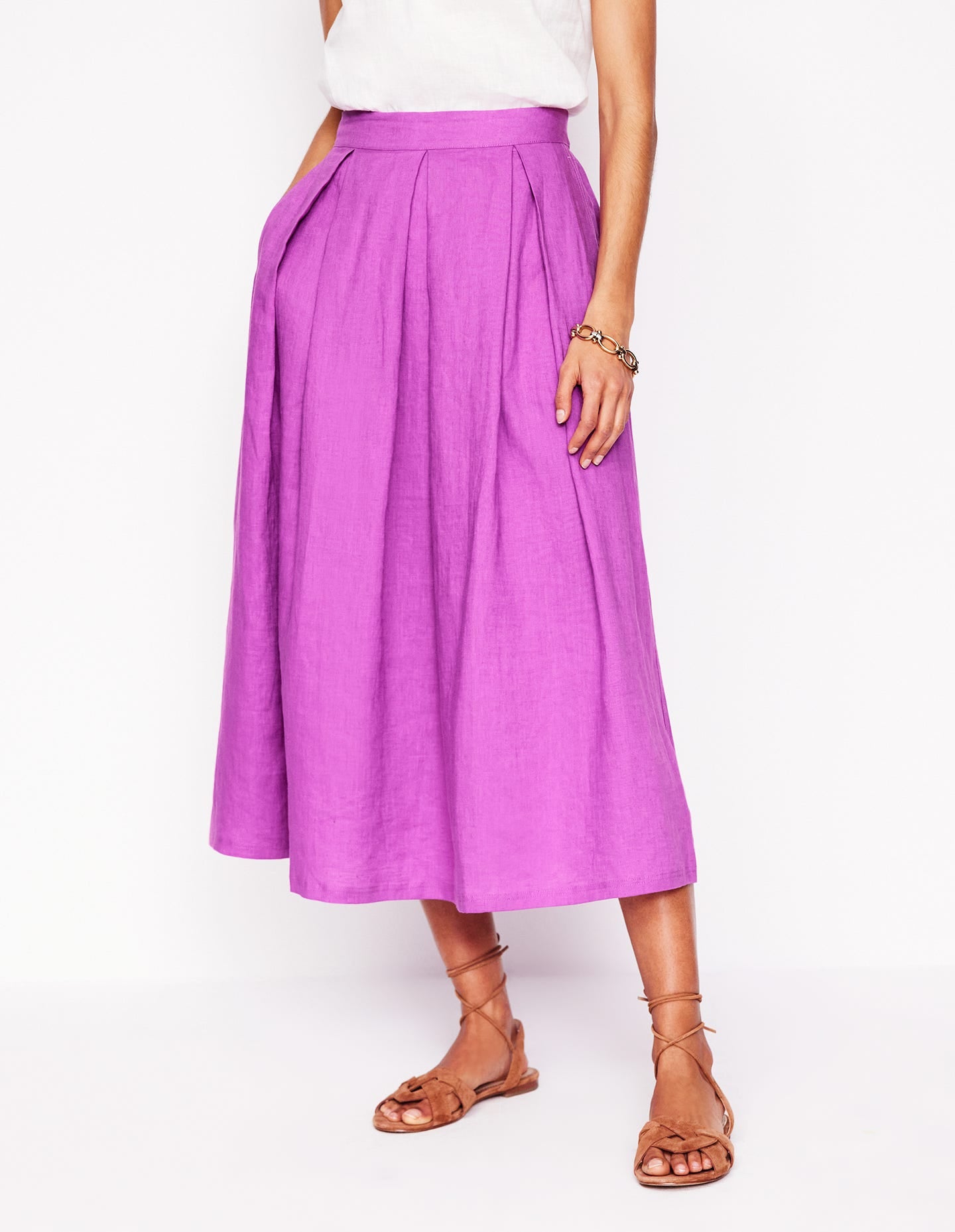 Jupe midi Verity en lin-Violet digital pourpre - Image 3