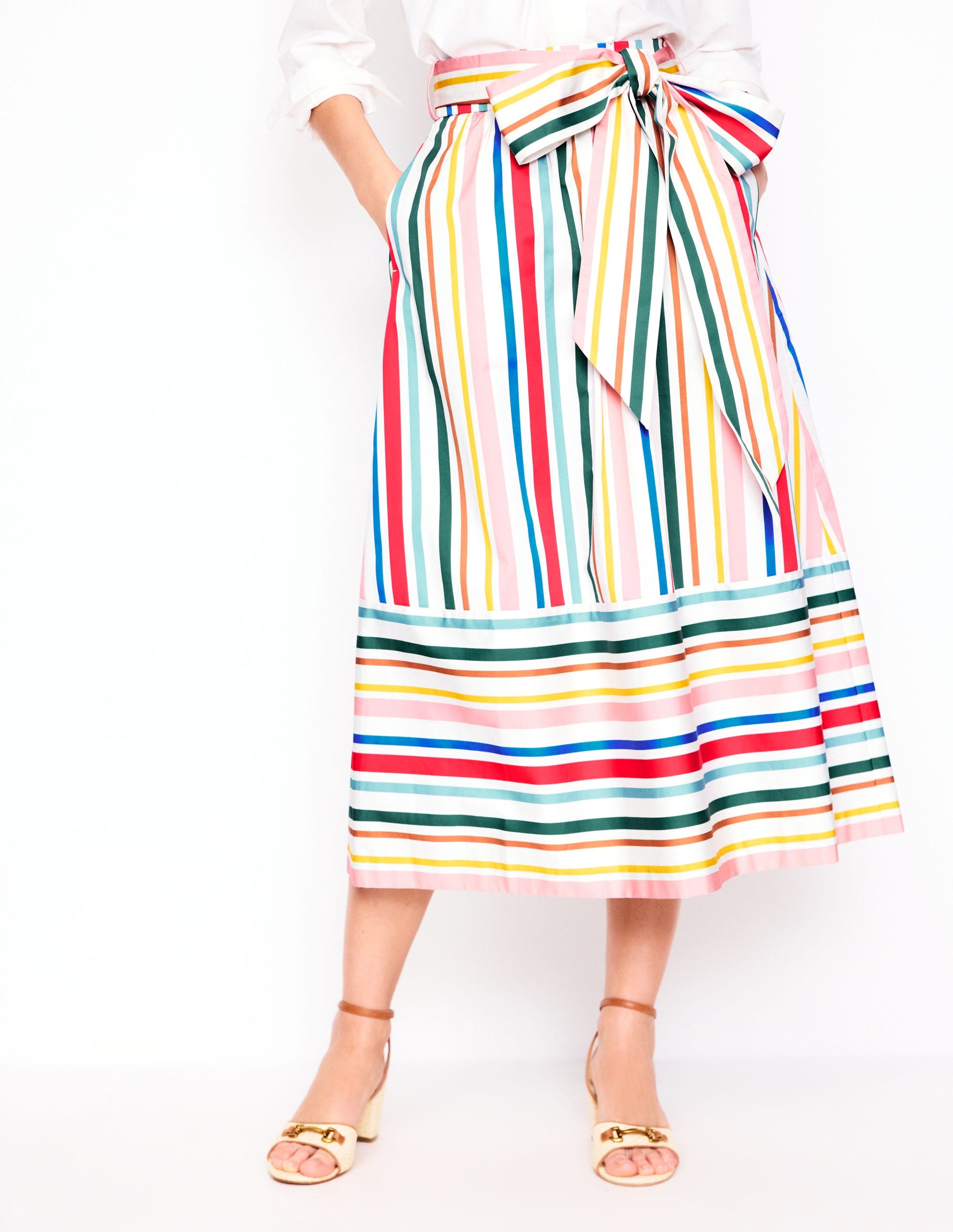 Topshop - Pantalon droit en lin rayé - Multicolore Topshop - Pantalon droit en lin rayé - Multicolore