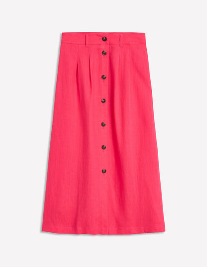 Thomasina Linen Midi Skirt-Camelia Pink