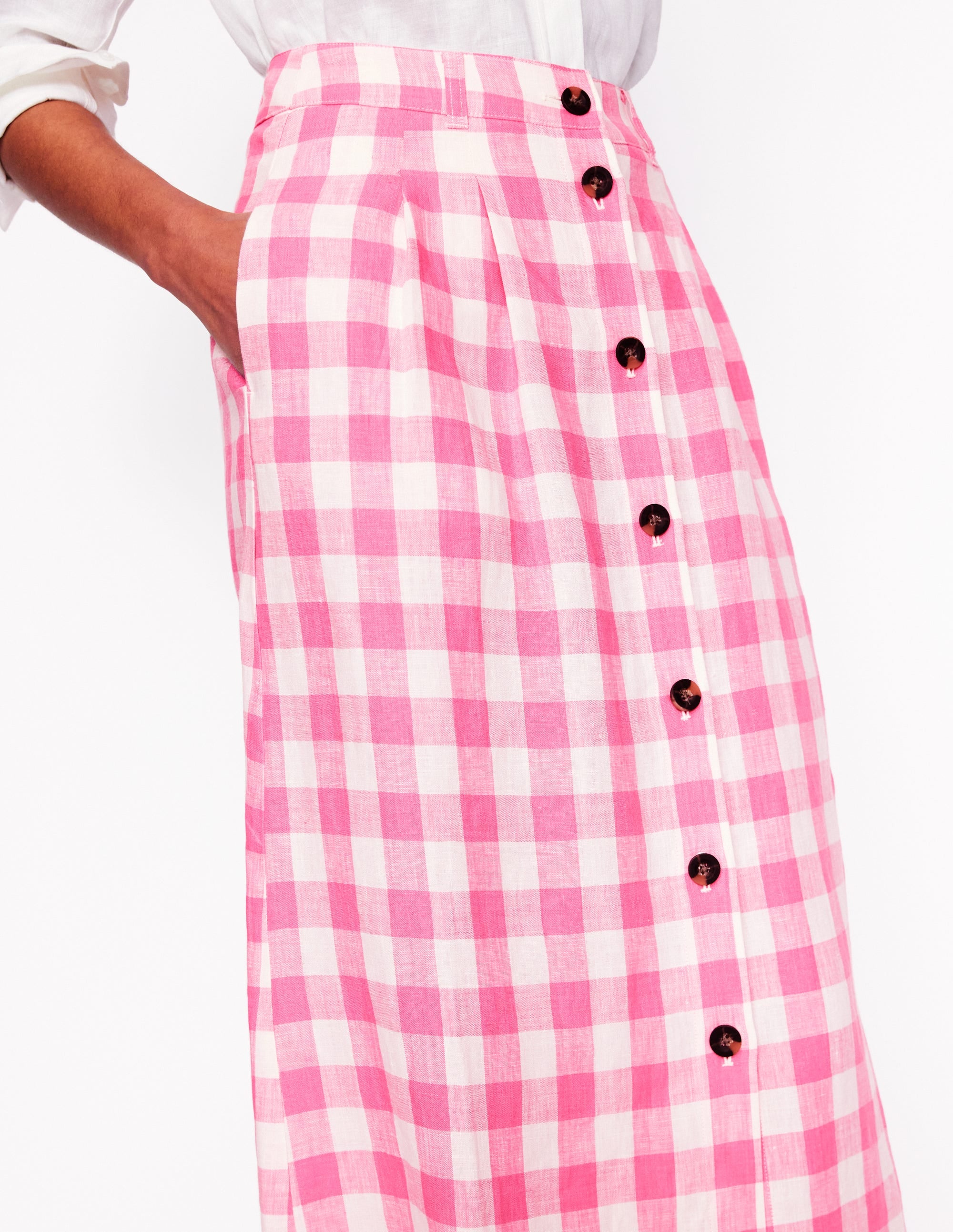 Thomasina Leinen-Midirock-Rosa mit Vichykaros - Image 3