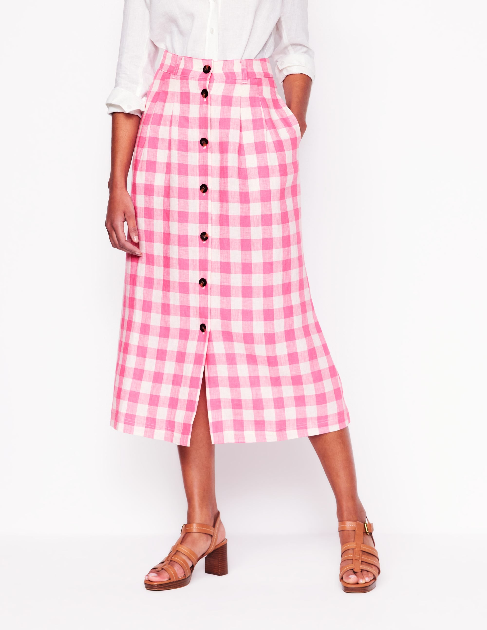 Thomasina Leinen-Midirock-Rosa mit Vichykaros - Image 5