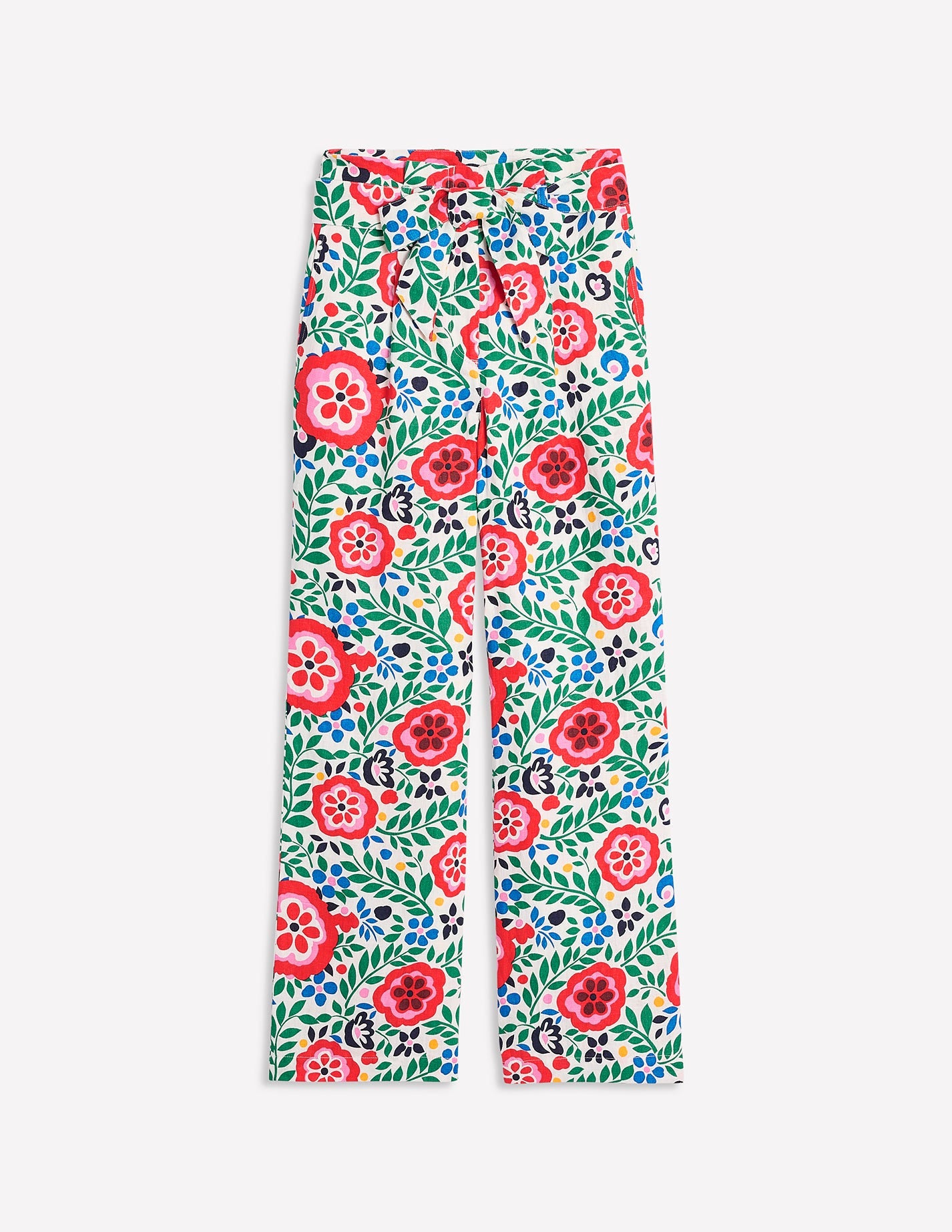 Pantalon en lin avec ceinture-Multi, motif Foliage Scatter - Image 5