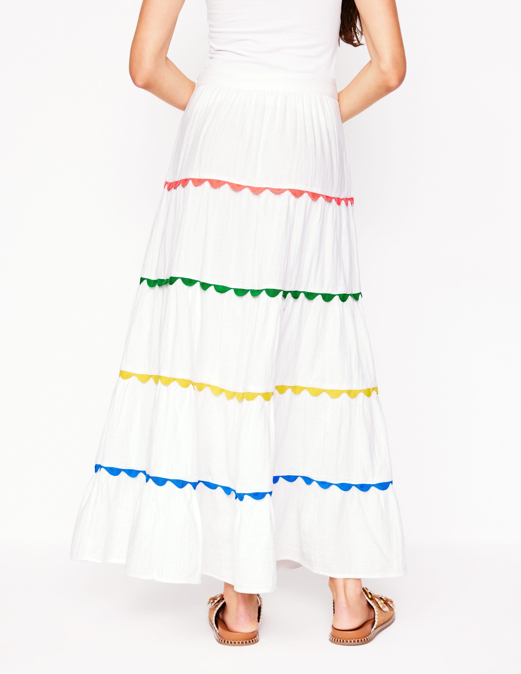 Jupe longue Nadia double-étoffe-Blanc - Image 3
