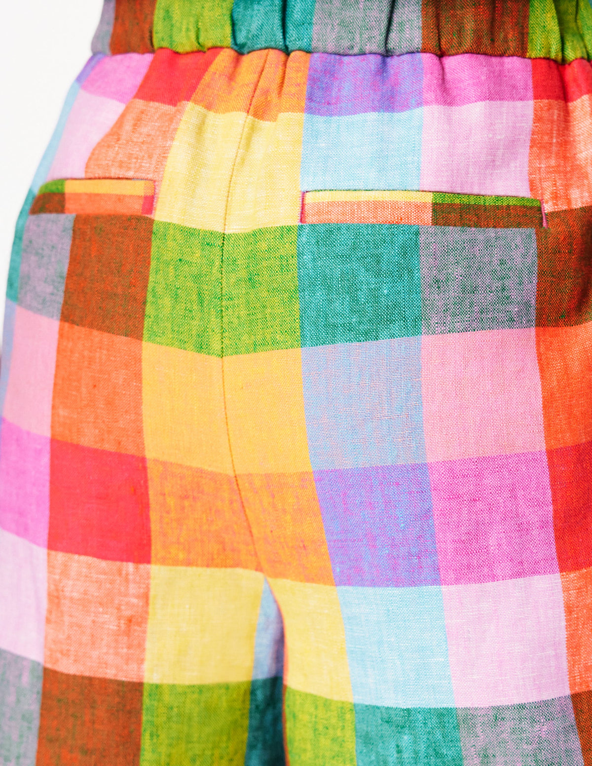 Dulwich Leinen-Shorts-Regenbogen Bunt Vichykaro - Image 2