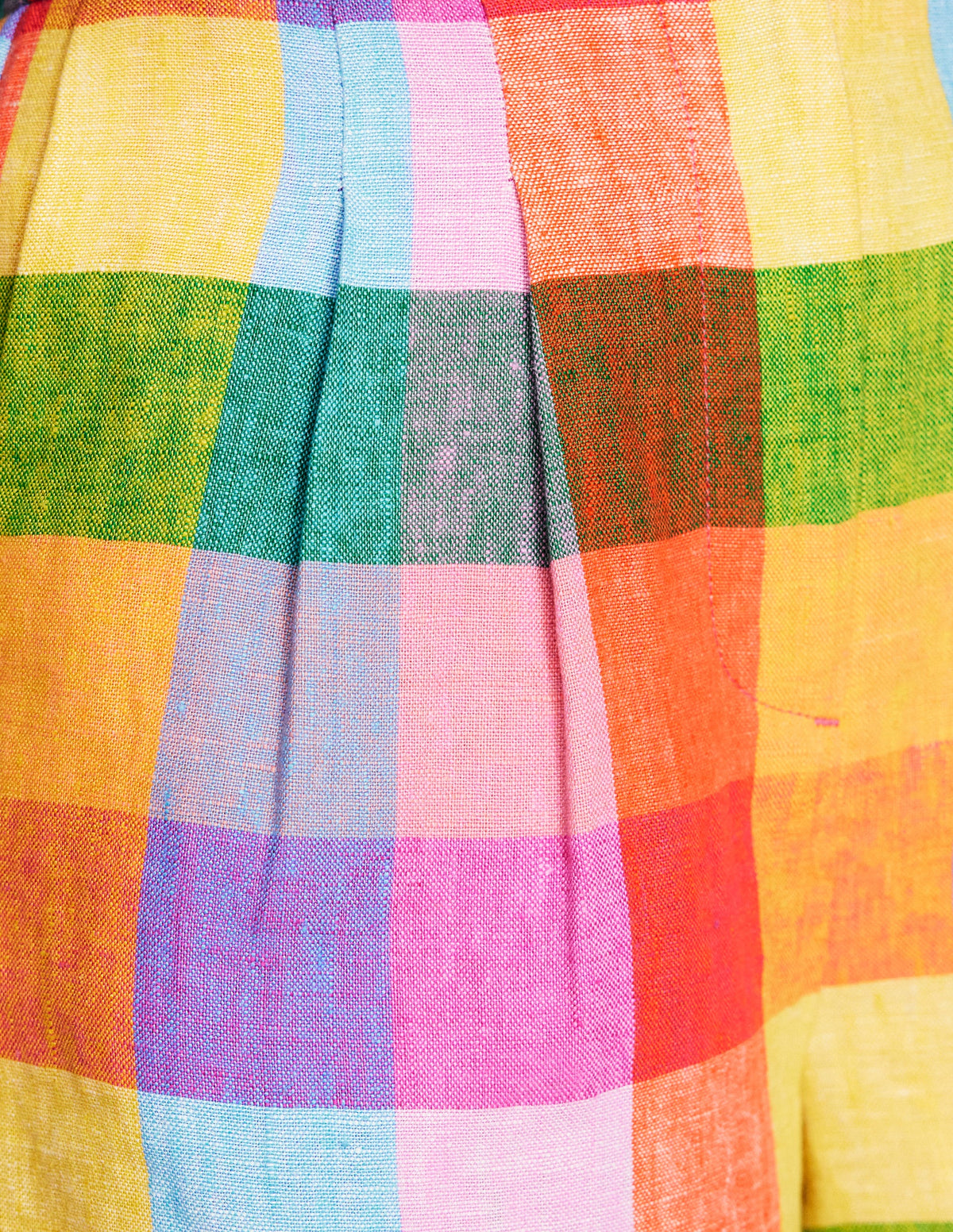 Dulwich Leinen-Shorts-Regenbogen Bunt Vichykaro - Image 3